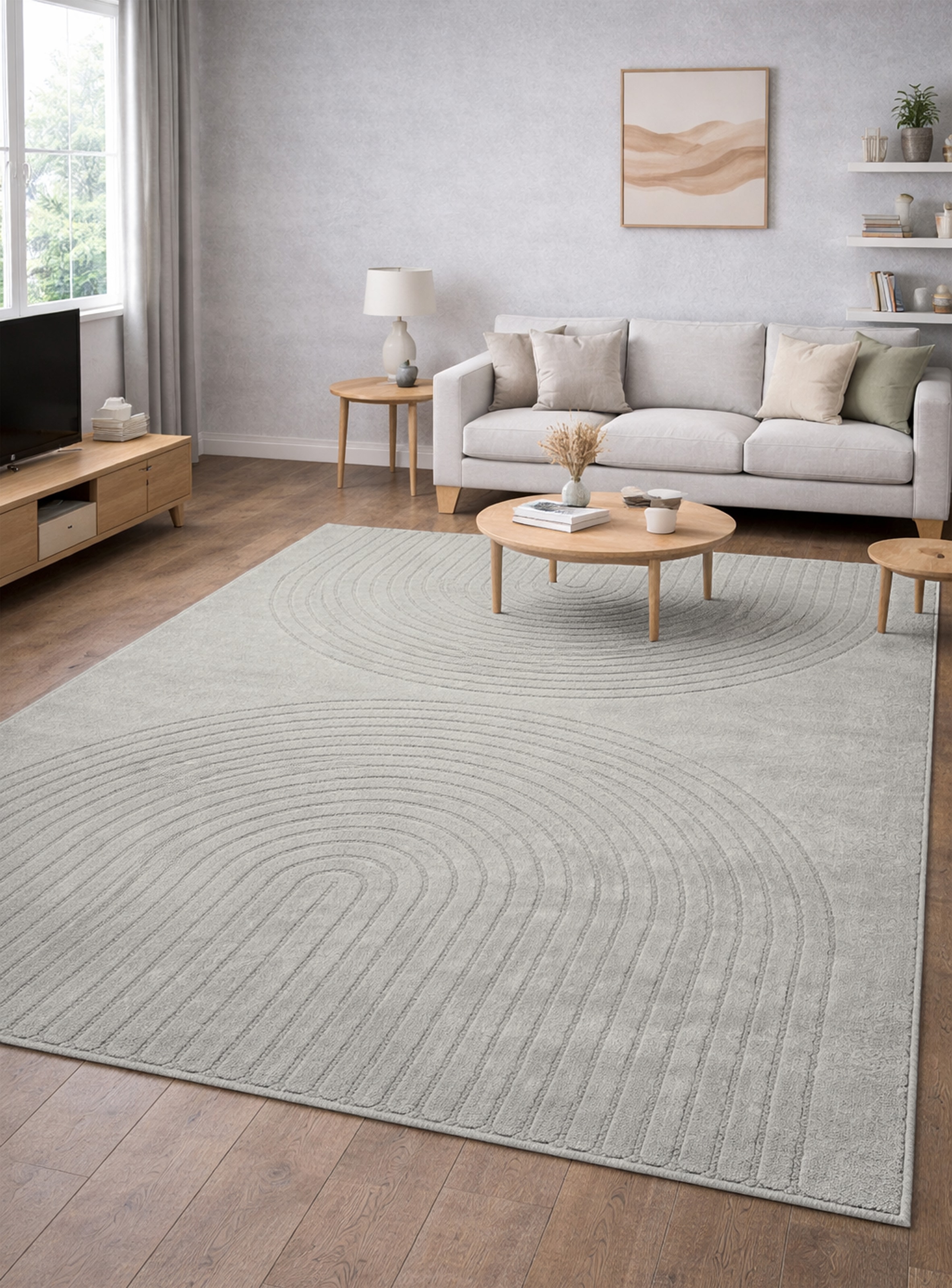 Image of merinos Teppich "Eclipse" rechteckig 14 mm Höhe moderner Wohnzimmer Teppich, geometrisches Design