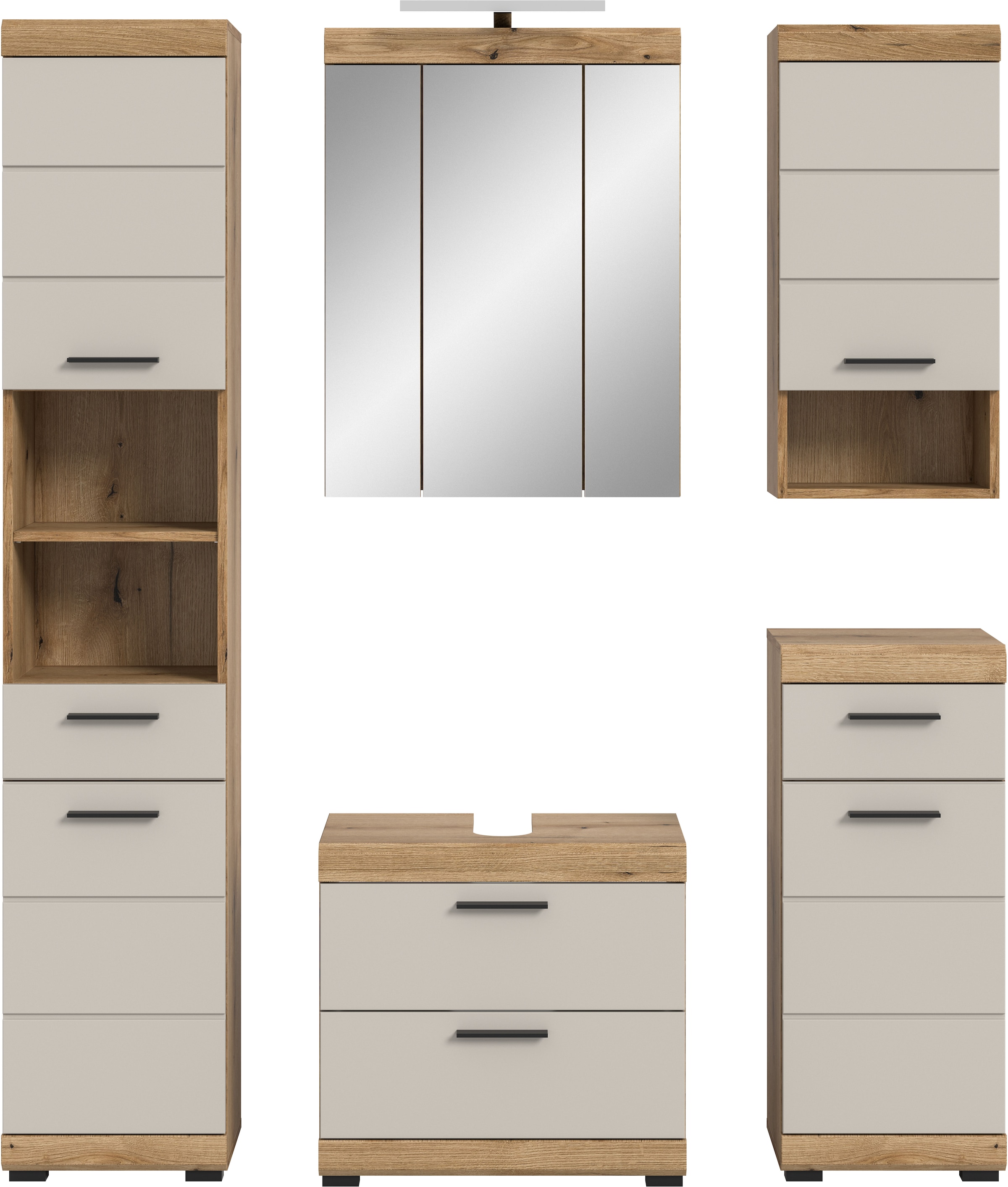 welltime Badmöbel-Set »Siena, 5 teilig, inklusive LED Beleuchtung, bestehend aus:« Set, TOPSELLER!, 