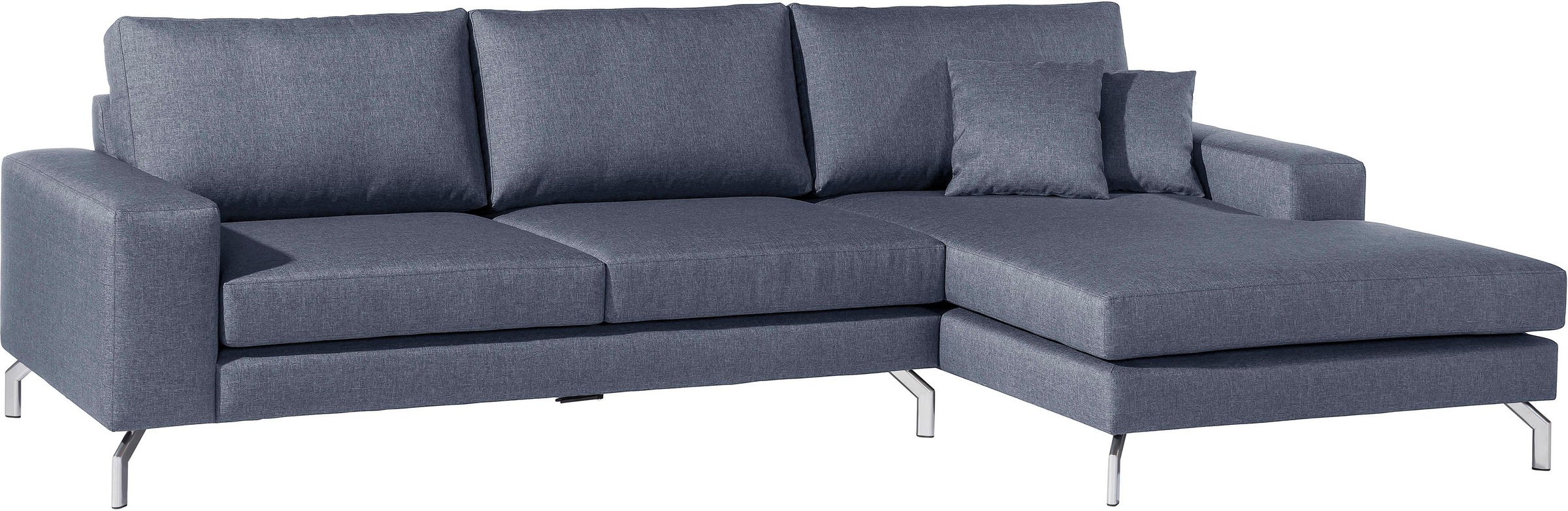 Max Winzer® Ecksofa »Flori Set inkl. Hocker, guter Sitzkomfort, aktuelles Design«, (Spar-Set, Ecksofa und Hocker), elegant mit abgewinkelten Chromfüssen, inklusive Zierkissen