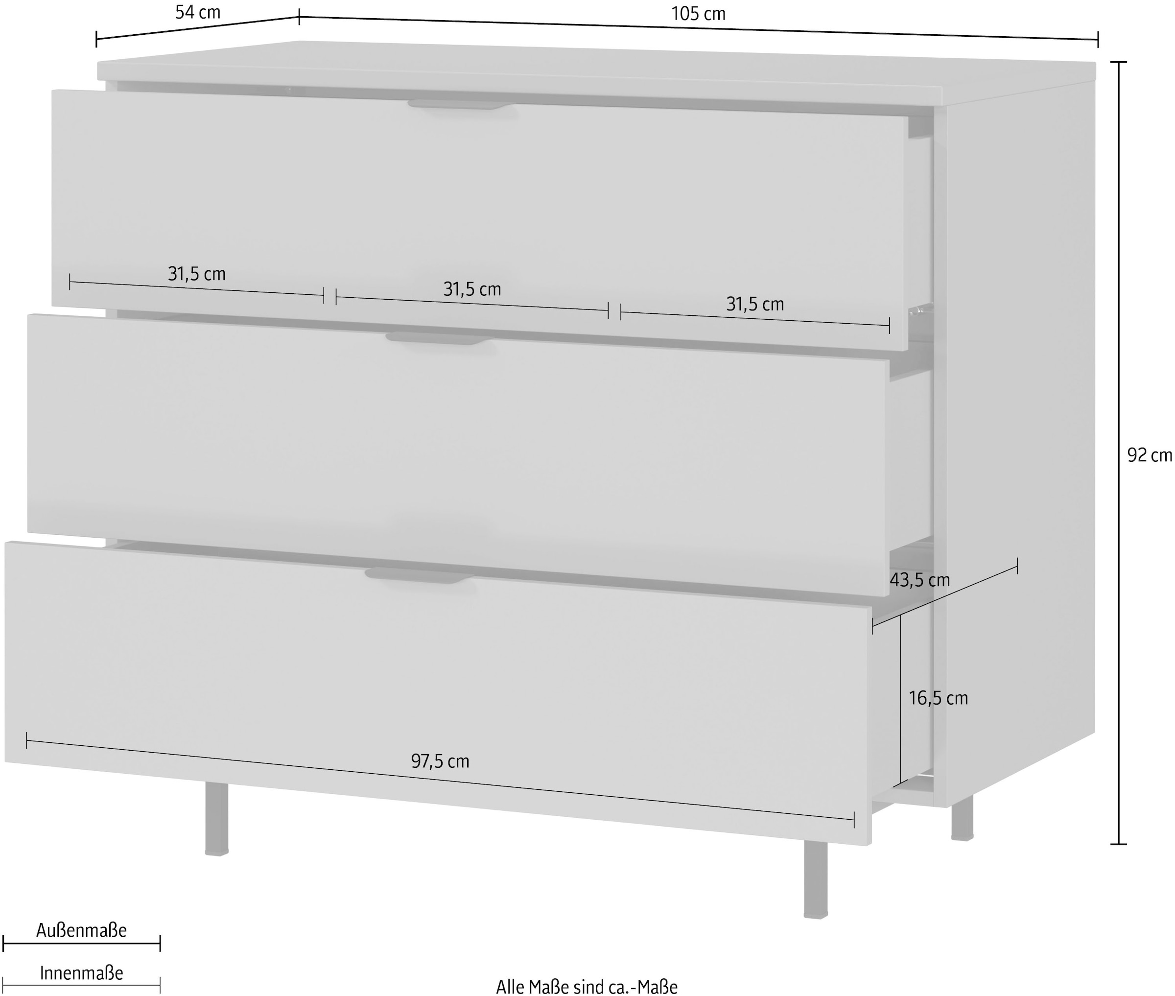 GERMANIA Commode à langer »Tomino« bis 21 kilos modernes Design, B/H/T 105/100/54, Wickelfläche 85 x 75 cm 105 cm