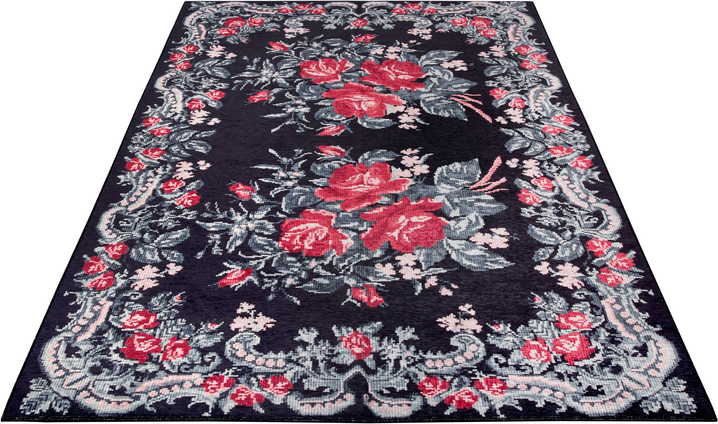 Image of NOURISTAN Designteppich »Rose Kelim Molda«, rechteckig, 7 mm Höhe, Klassischer Teppich, Orient Optik, Vintage Design, Floral, Blumen, Wohnzimmer, Schlafzimmer, Robust, Pflegeleicht bei Ackermann Versand Schweiz