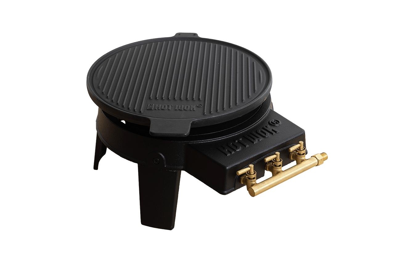 Wok "Hot Grillpfann 32.5 cm" Gusseisen Grillpfanne aus massivem Gusseisen