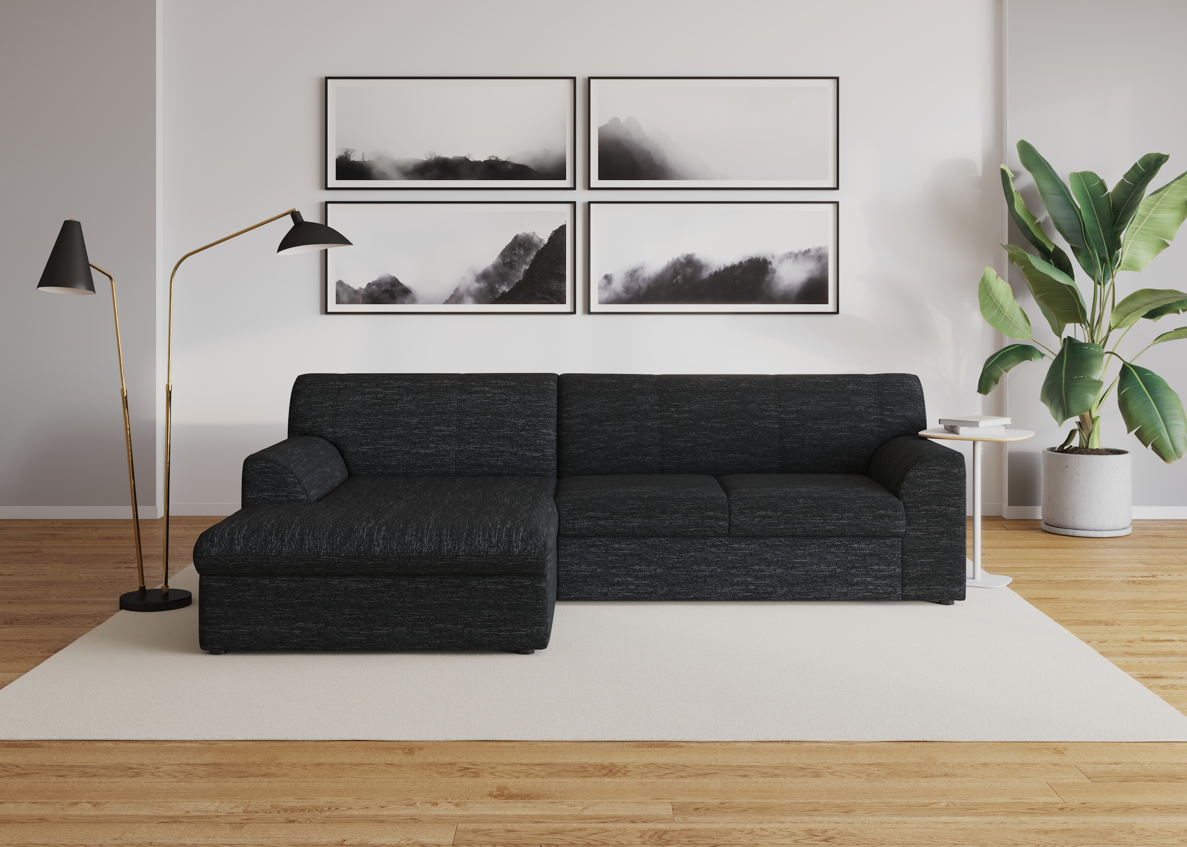 DOMO collection Ecksofa »Topper, elegant und zeitlos, kompaktes Stellmass 245/155cm, L-Form«, mit Recamiere, wahlweise mit Schlaffunktion