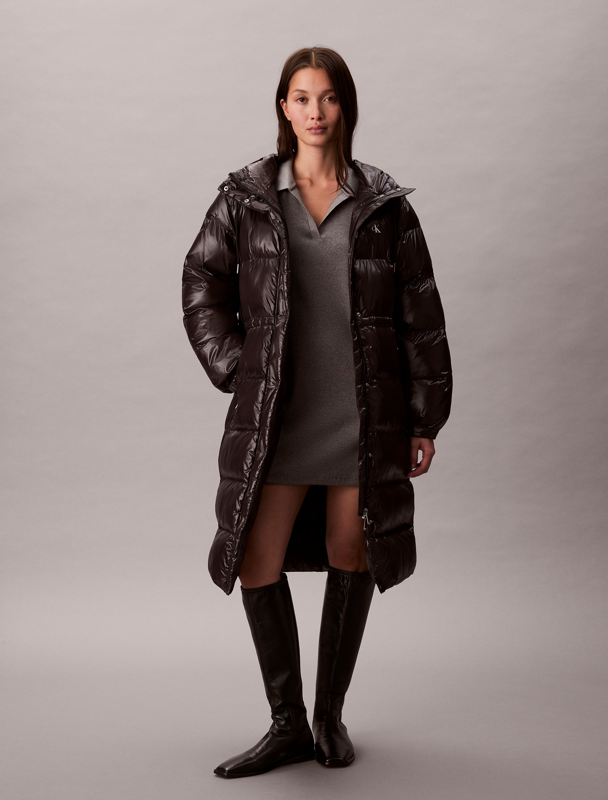 Calvin Klein Jeans Steppmantel »SHINE LONG PUFFER COAT« Mit Rundhalsausschnitt, regular fit