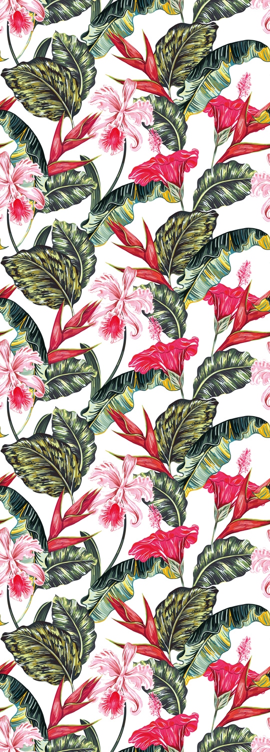 Image of queence Vinyltapete "Mila" Motiv bedruckt botanisch floral gemustert natürlich glatt 90x250cm, selbstklebend, kinderleichte Anbringung, Sticker