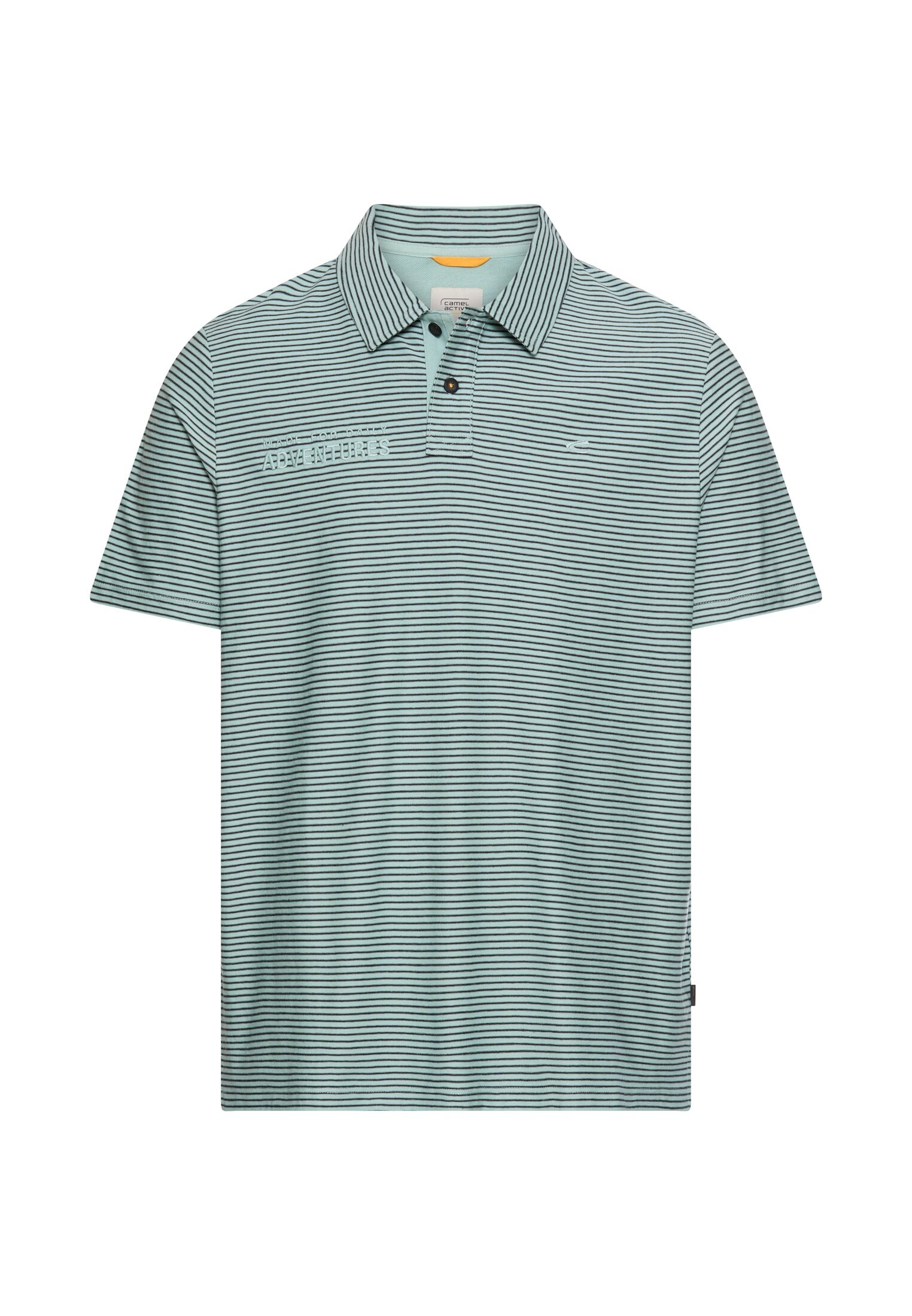 Image of camel active Poloshirt normale Passform, Kurzarm, mit Streifen-Optik, mit Stickerei