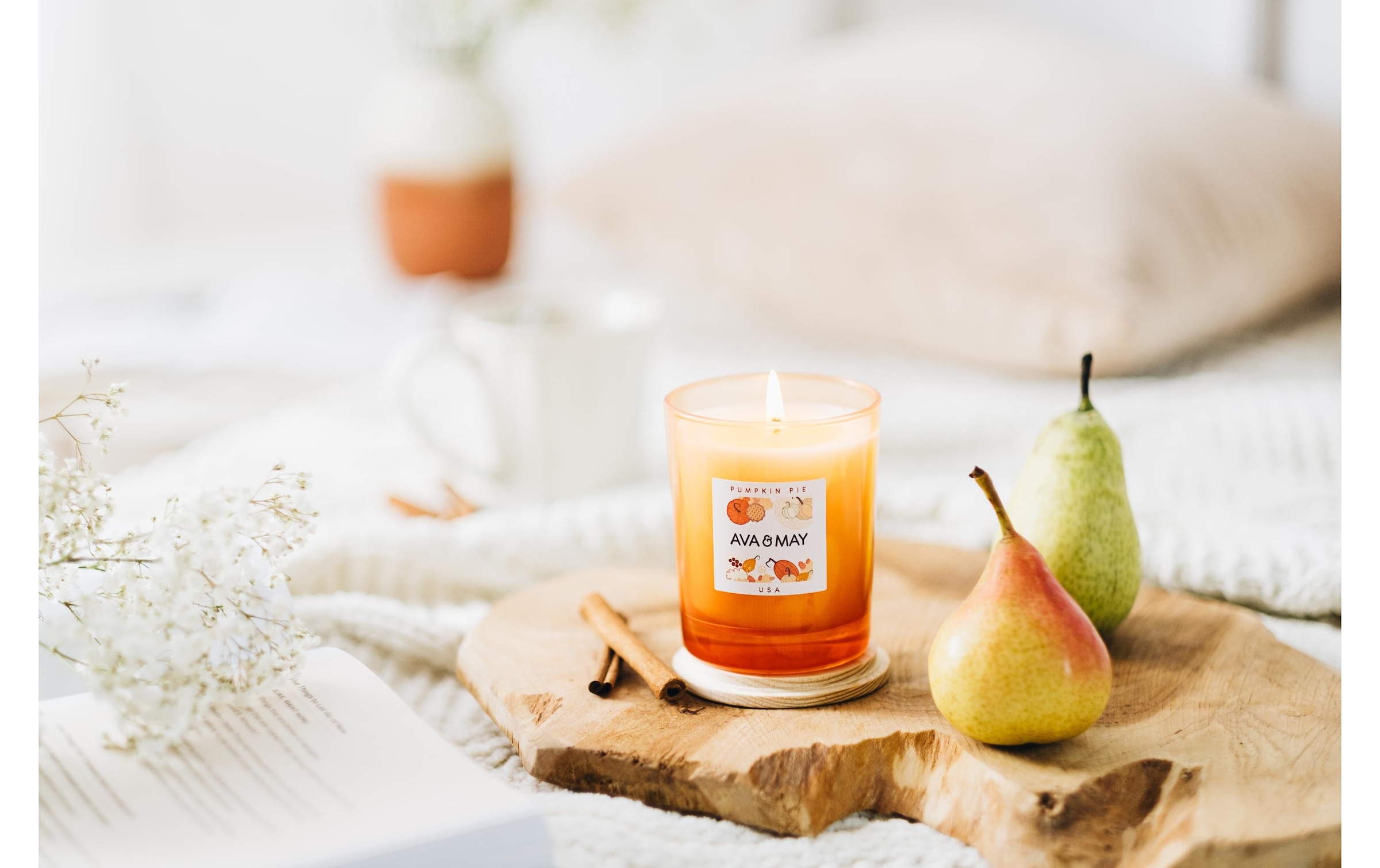 AVA & MAY Duftkerze »Pumpkin pie 180 g«, Holzart: Buche (Schweden)