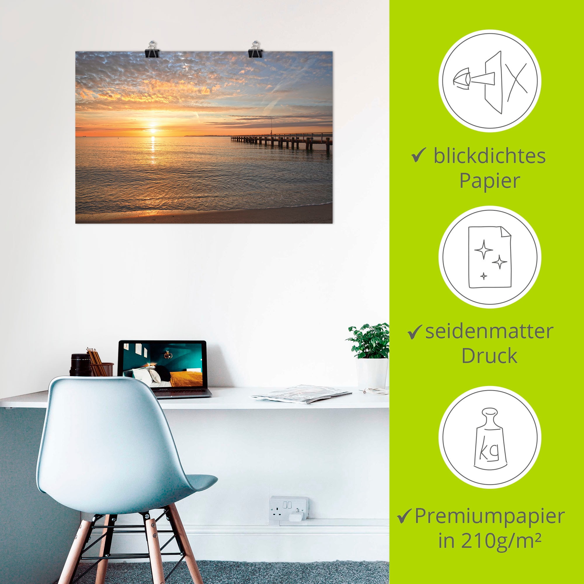 Artland Wandbild »Früh morgens an der Ostsee« Bilder vom Sonnenuntergang & -aufgang 1 Stk. tlg. als Leinwandbild, Poster in verschied. Grössen