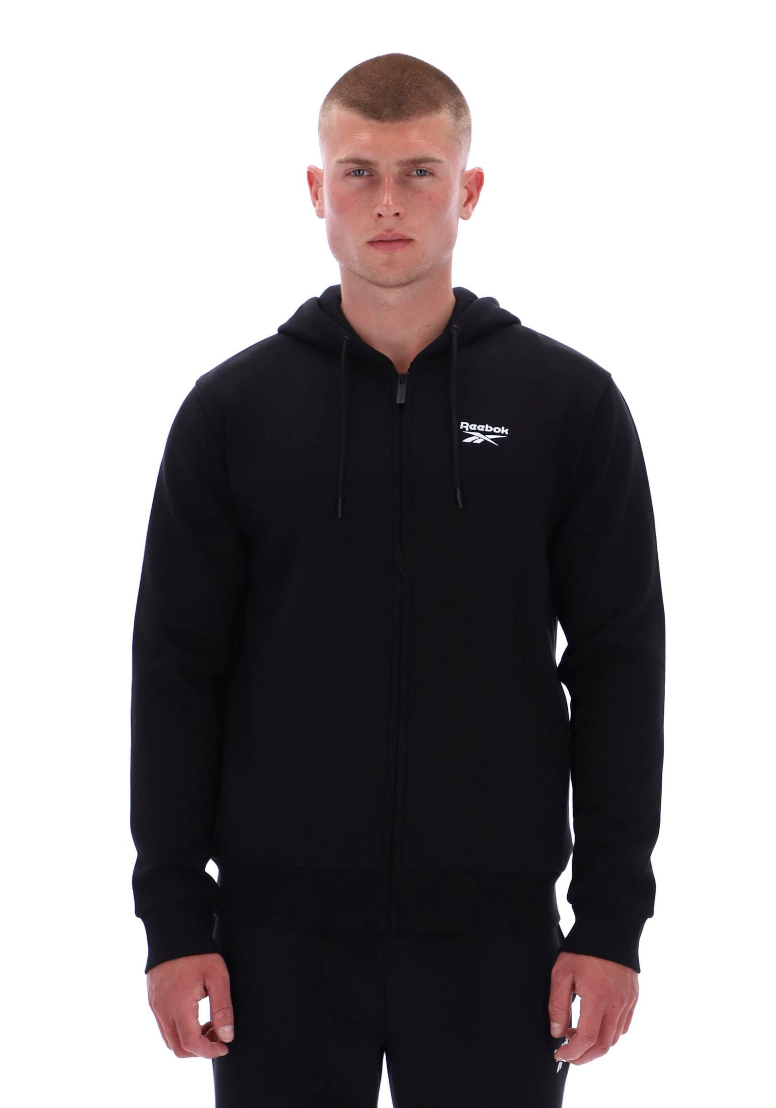 Image of Reebok Kapuzensweatjacke "COLTON SMALL LOGO ZIP THROUGH HOODY" mit Kapuze, für Freizeit, aus Baumwolle und Polyester