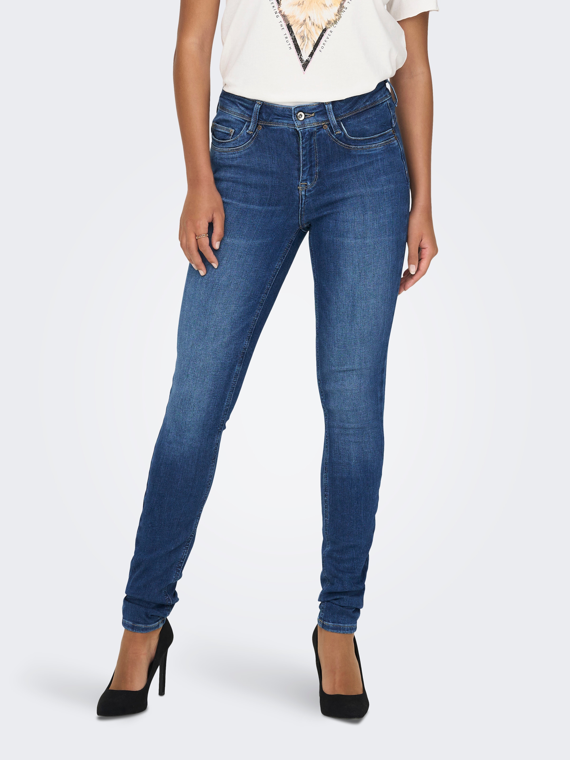 Image of ONLY Skinny-fit-Jeans "ONLBLUSH MID WAIST DB STICHT DNM"
