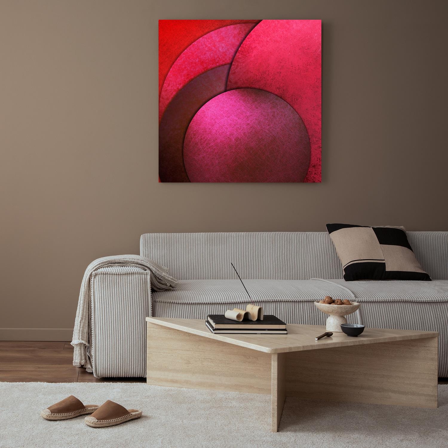 Image of queence XXL-Wandbild "Akustikbild Abstrakt Rot" Abstrakt Abstrakte Art Formen Gemälde Kunst 1 Stk. tlg. Einfache Akustiklösung ohne Baumassnahme, Schalldämmung, Paneele