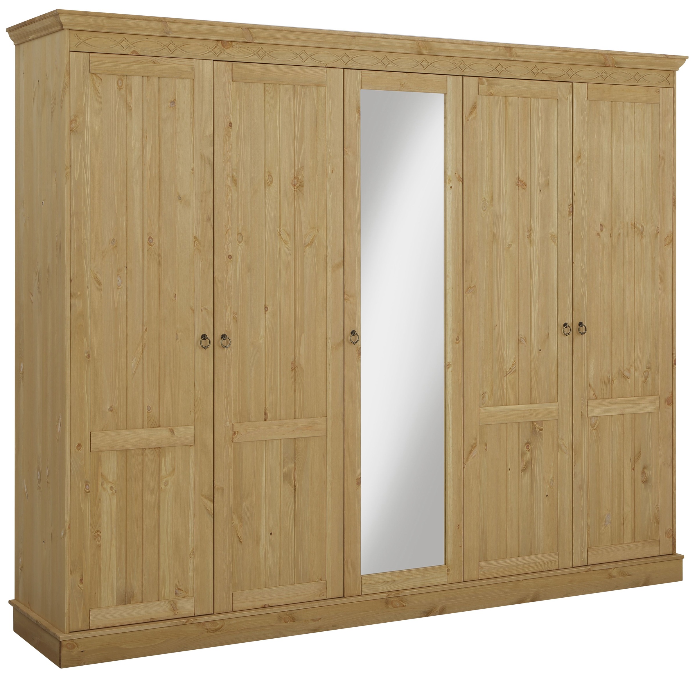 Image of GOODproduct Kleiderschrank "Indra" 3 Breiten: 100/145/233 cm H/T ca.187/54 cm, aus massiver Kiefer, mit Spiegel bei der 3- und 5trg.Variante