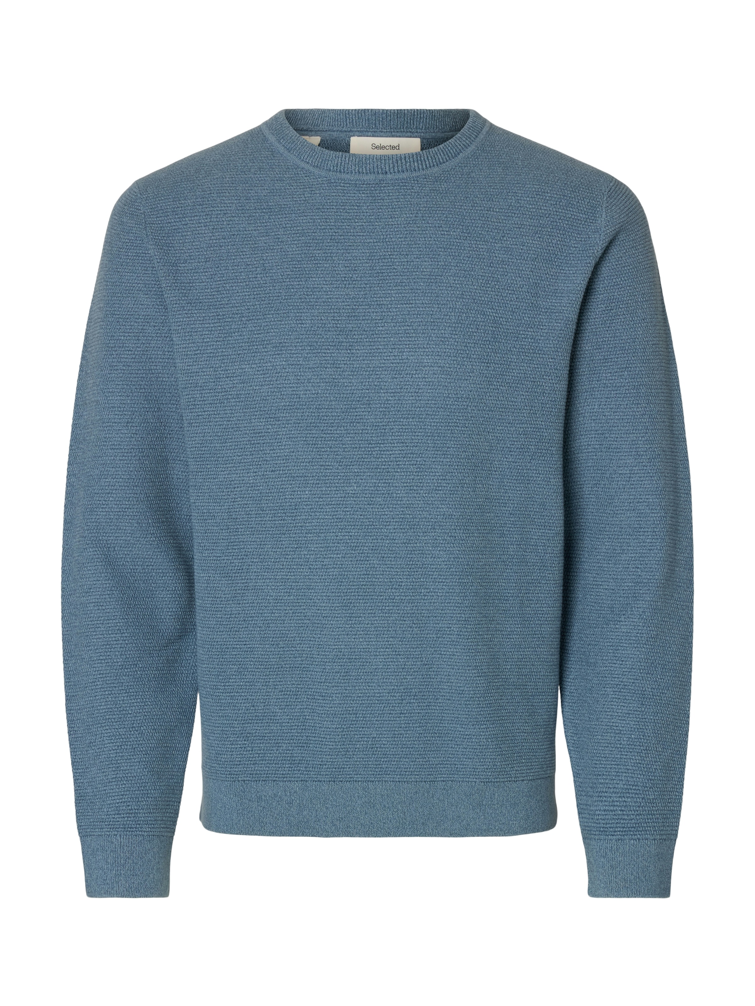 SELECTED Pull à col rond »SLHROSS LS KNIT STRUCTURE CREW NECK NOOS« coton, coupe régulière