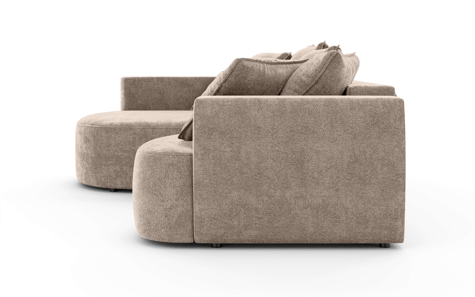 INOSIGN Ecksofa »Kahekili, Schlafsofa mit Bettkasten, Masse B/T/H: 255/181/90/ cm«, L-Form mit Wellenunterfederung, 7 Rückenkissen und 2 Zierkissen
