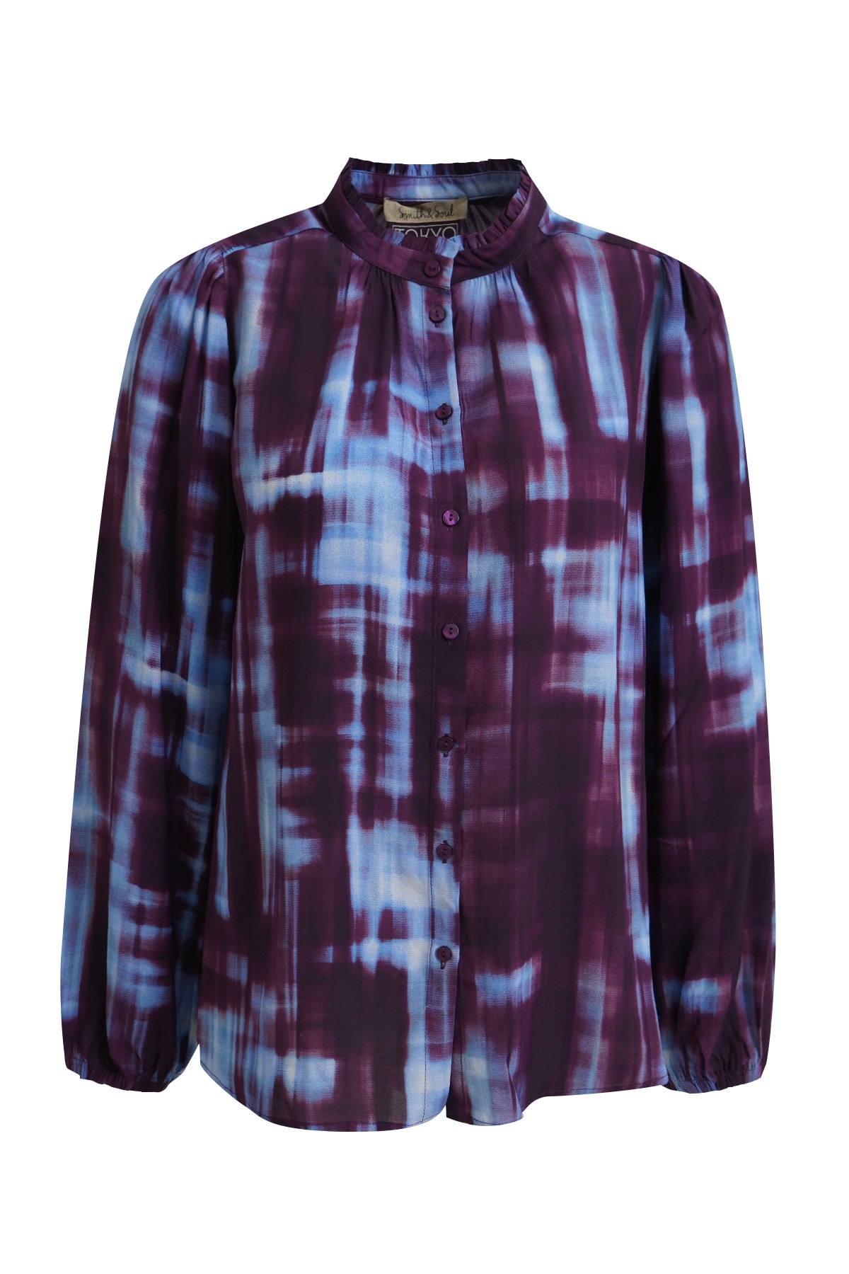 Smith & Soul Blouse à manches longues Avec col montant court, imprimé intégral