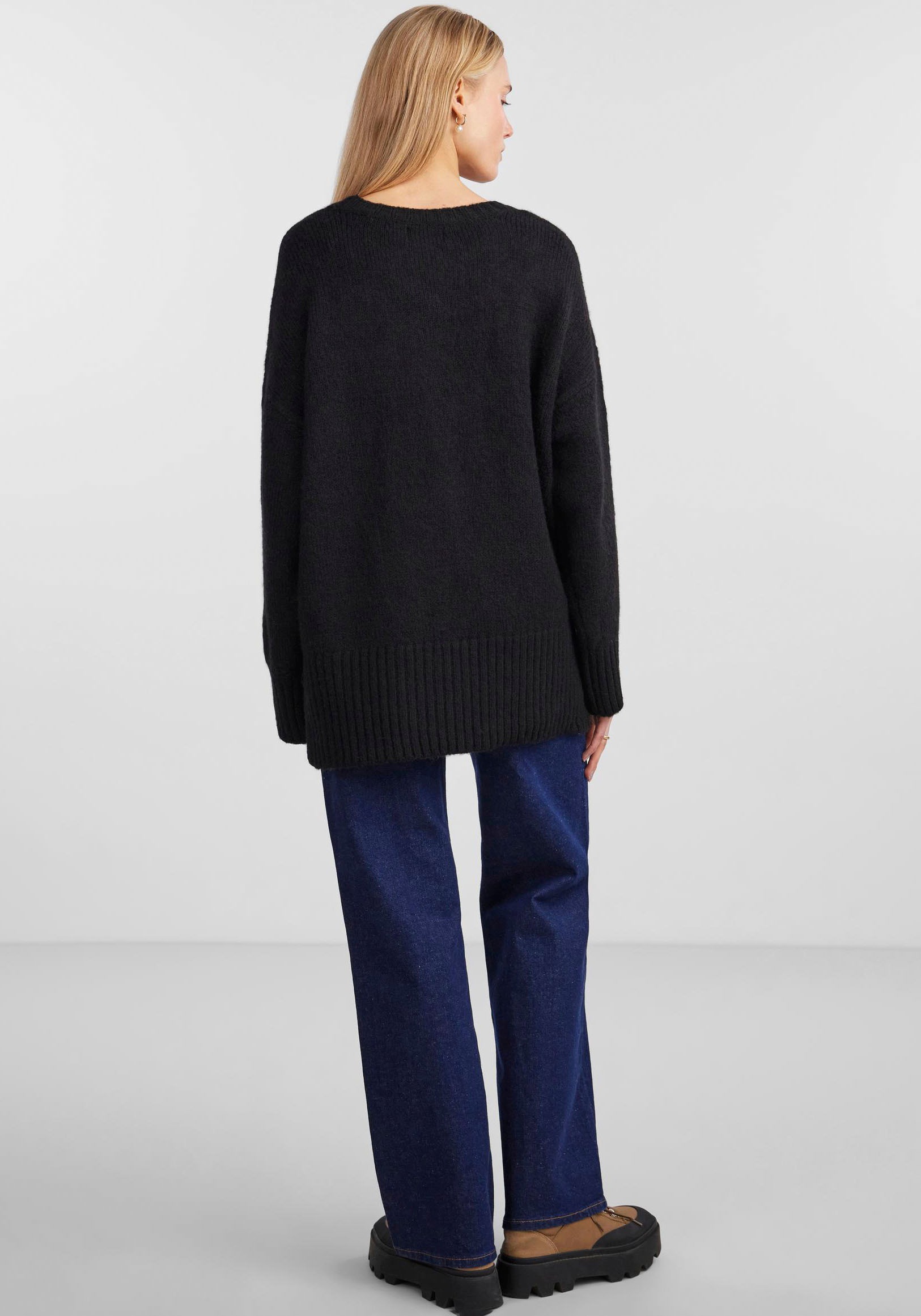 pieces Rundhalspullover »PCNANCY LS LOOSE O-NECK KNIT NOOS BC«, Oversized