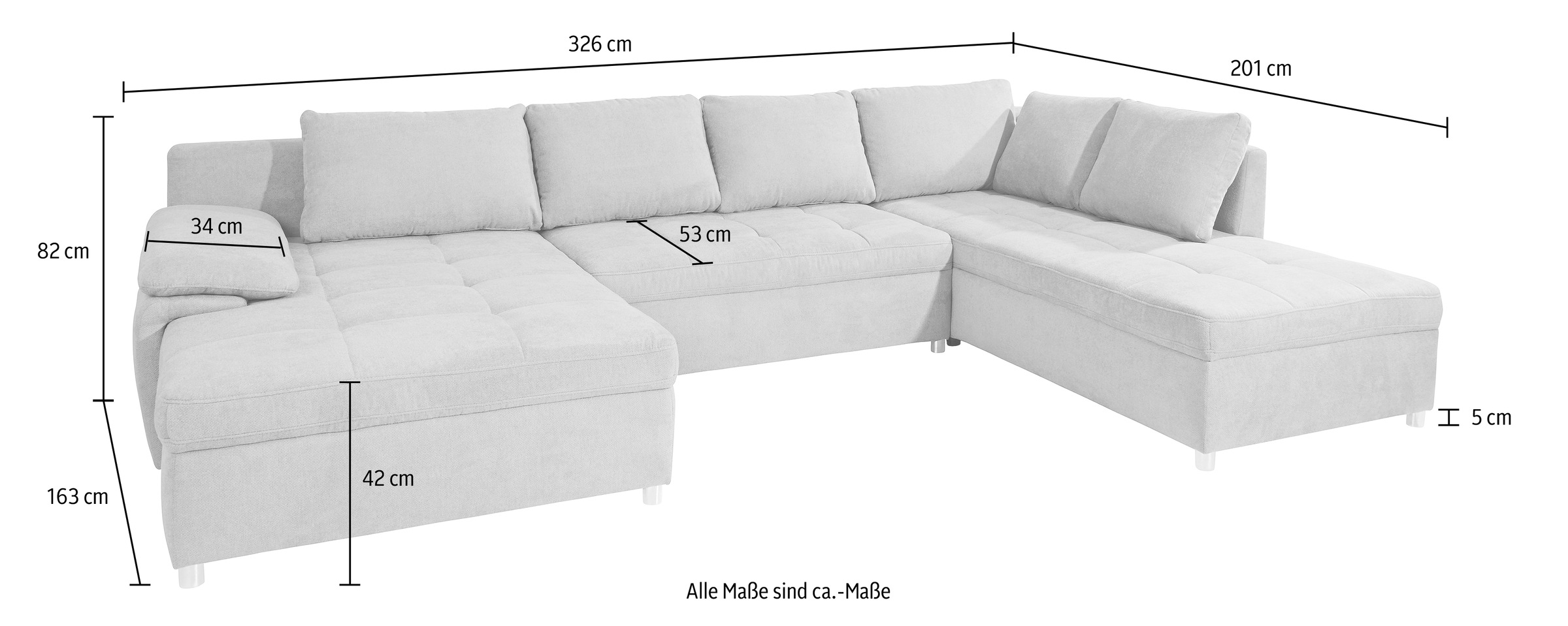 sit&more Wohnlandschaft »Labene U-Form«, wahlweise mit Bettfunktion und Bettkasten