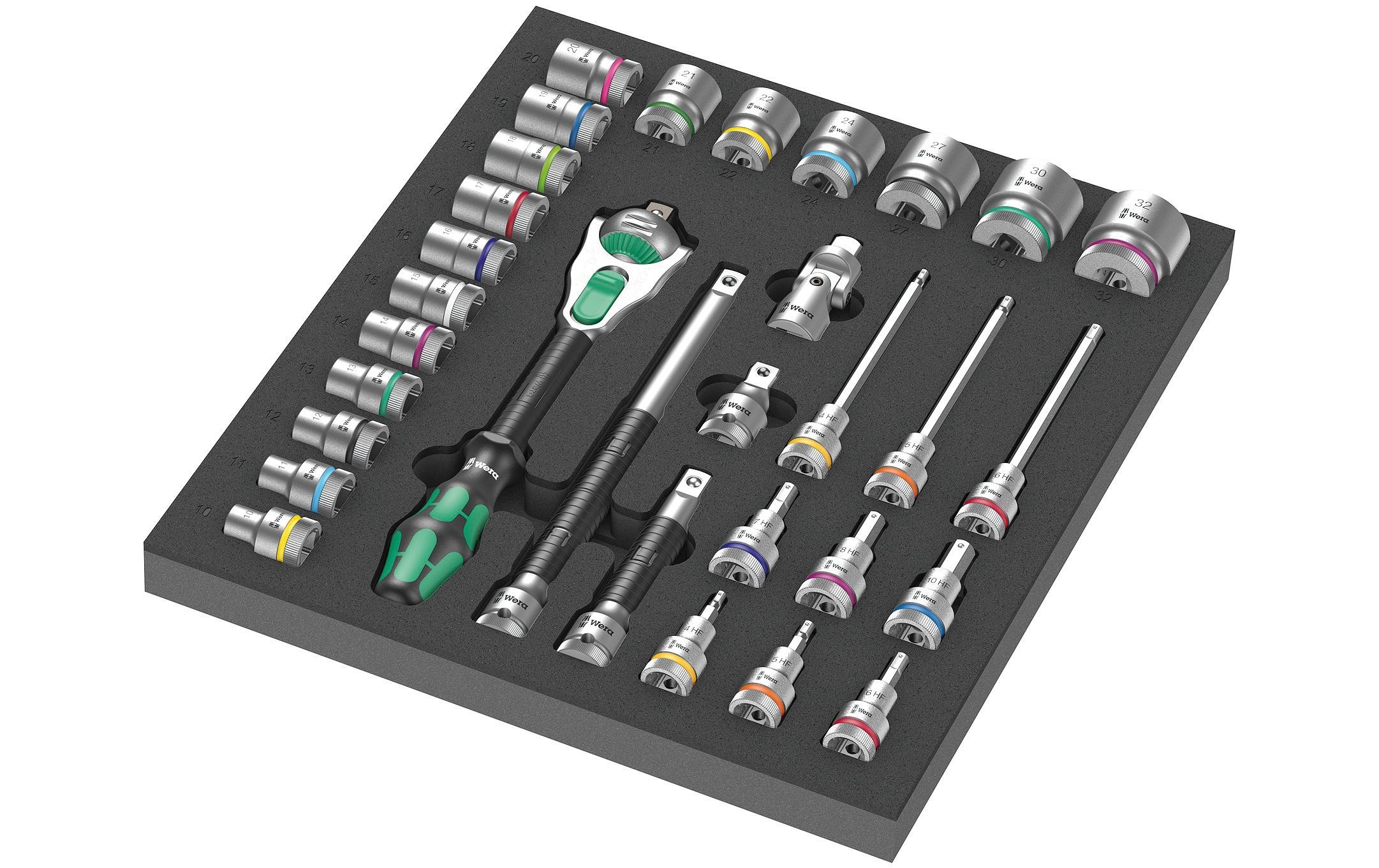 Image of Wera Ratsche "Wera 9722 Schaumstoffeinlage 8000 C Zyklop" 31 Stk. tlg.