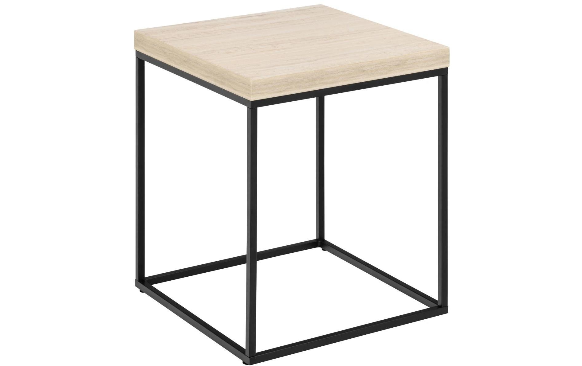 Image of AC Design Couchtisch "Barossa Wohnzimmertisch, Beistelltisch, Quadratisch, Sofatisch," Steinoptik, schwarze Stahlbeine, in weiteren Variationen, B: 40 cm