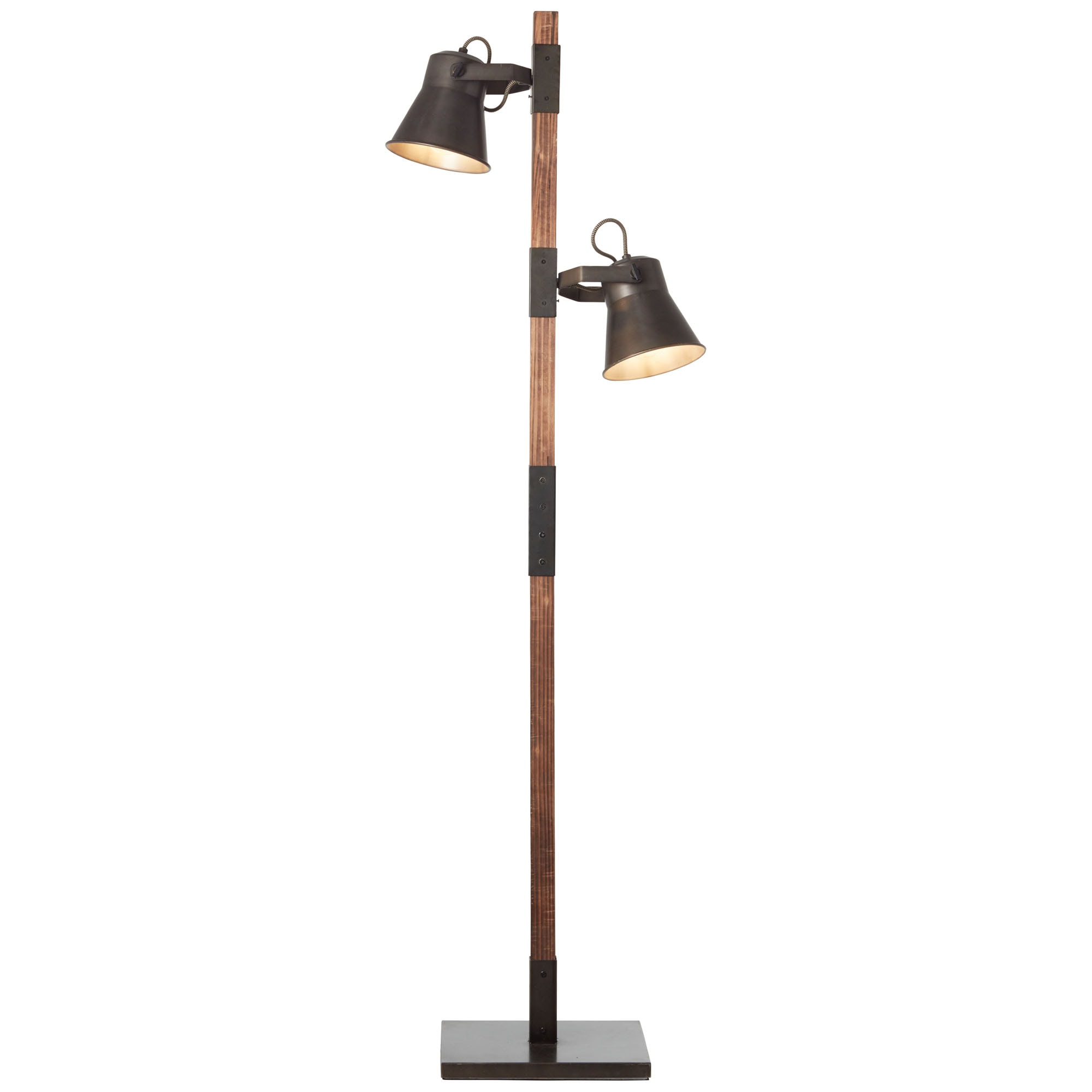 Brilliant Stehlampe »PLOW«, 2 flammig-flammig, 153,5 cm Höhe, 2 x E27, schwenkbar, Metall/Holz, schwarz stahl/holz