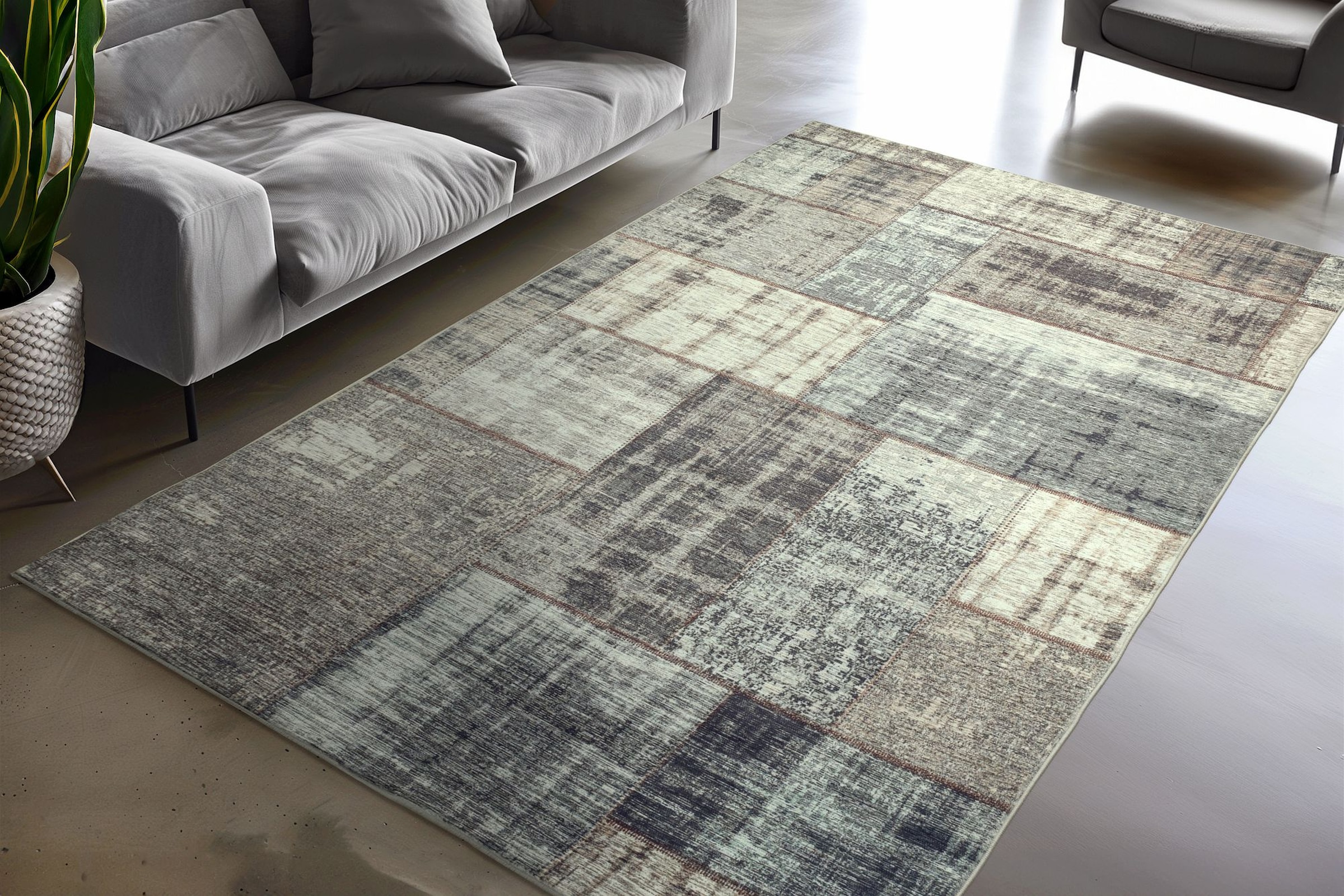 Kayoom Tapis »Visionary 131« Rectangulaire 8 mm Höhe Kurzflor, Vintage, Patchwork Muster, Modernes Muster