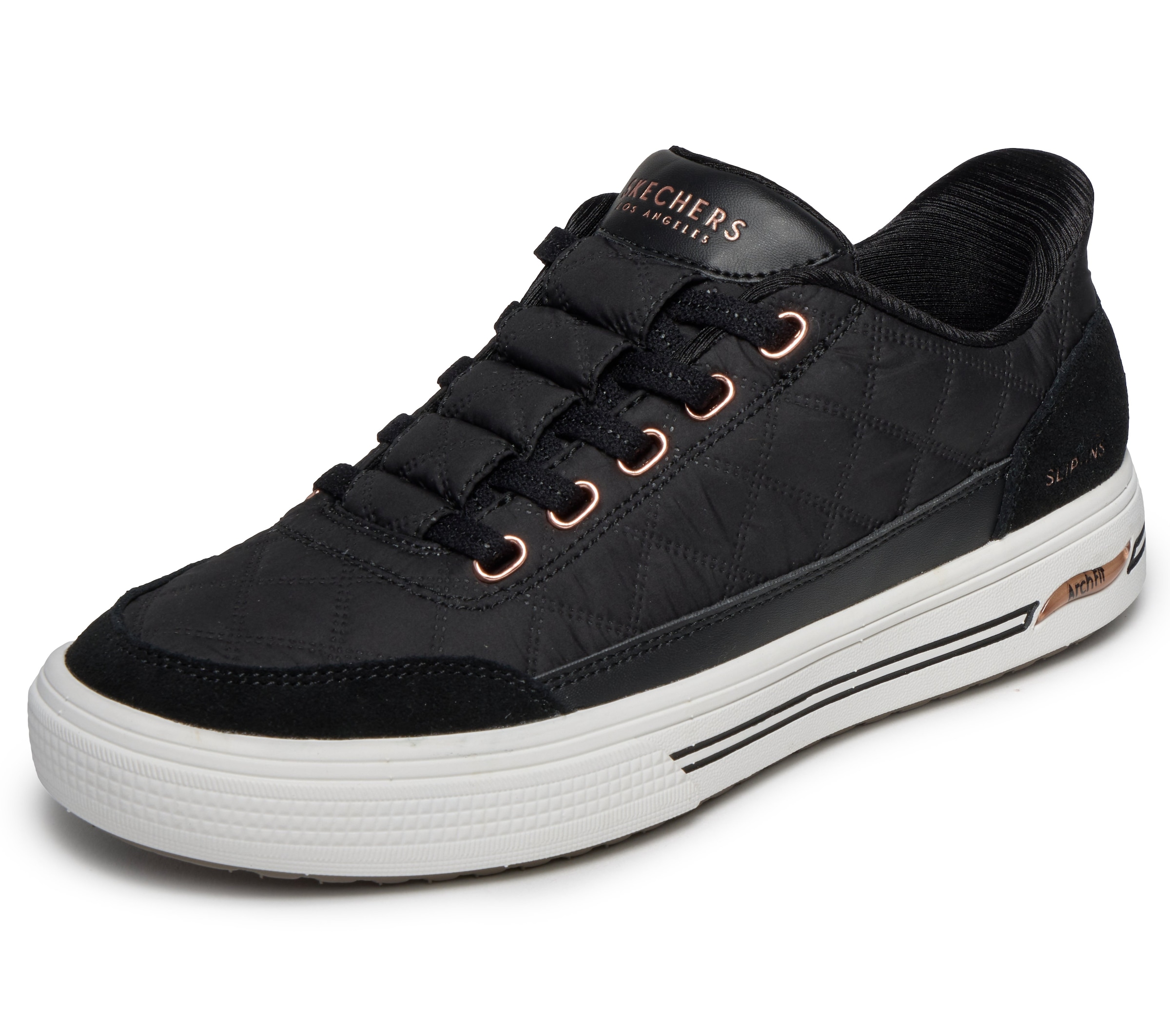 Image of Skechers Slip-On Sneaker "ARCH FIT ARCADE-CUDDLE STEPS" Slipper, Schlupfschuh, Freizeitsneaker mit elastischen Schnürsenkeln