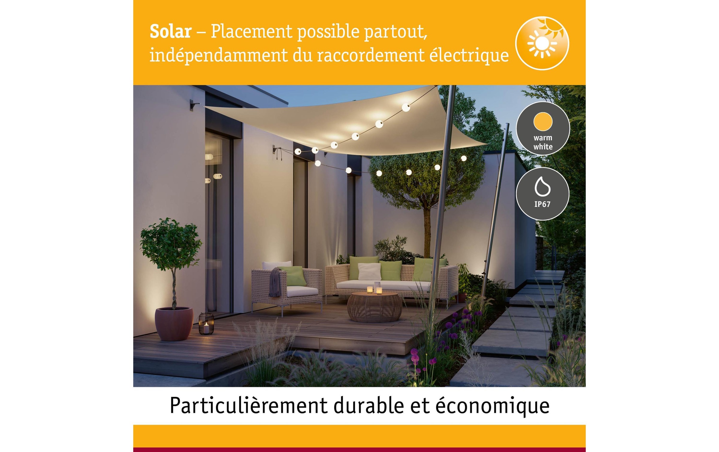 Paulmann Guirlande lumineuse LED »Naima IP67 3000K 5,8m 6x60lm Schwarz« 6 cuis-flammig spritzwassergeschützt