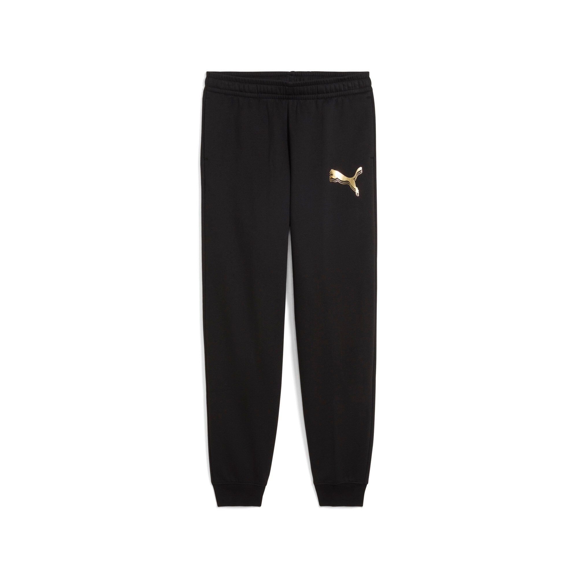 Image of PUMA Trainingshose "ESS METALLIC HIGH-WAIST SWEATPANTS FL G" für entspannte Aktivitäten, aus Baumwolle und Polyester