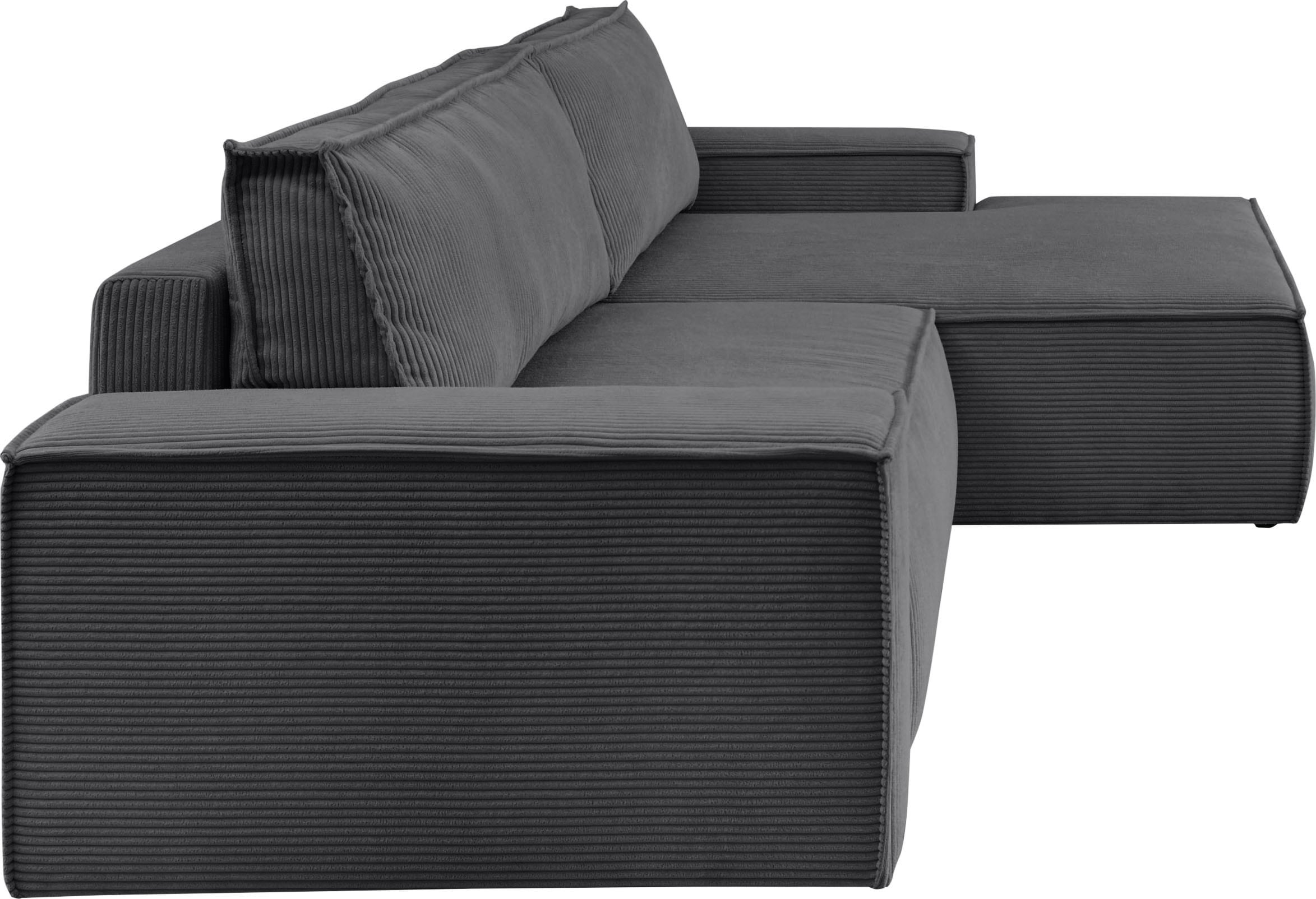 Home affaire Ecksofa »SHERWOOD L-Form, 267 cm - OTTO. Verlässliche Qualität.« Schlaffunktion mit Bettkasten (210x136 cm), Cord, Vintage, Samtvelours