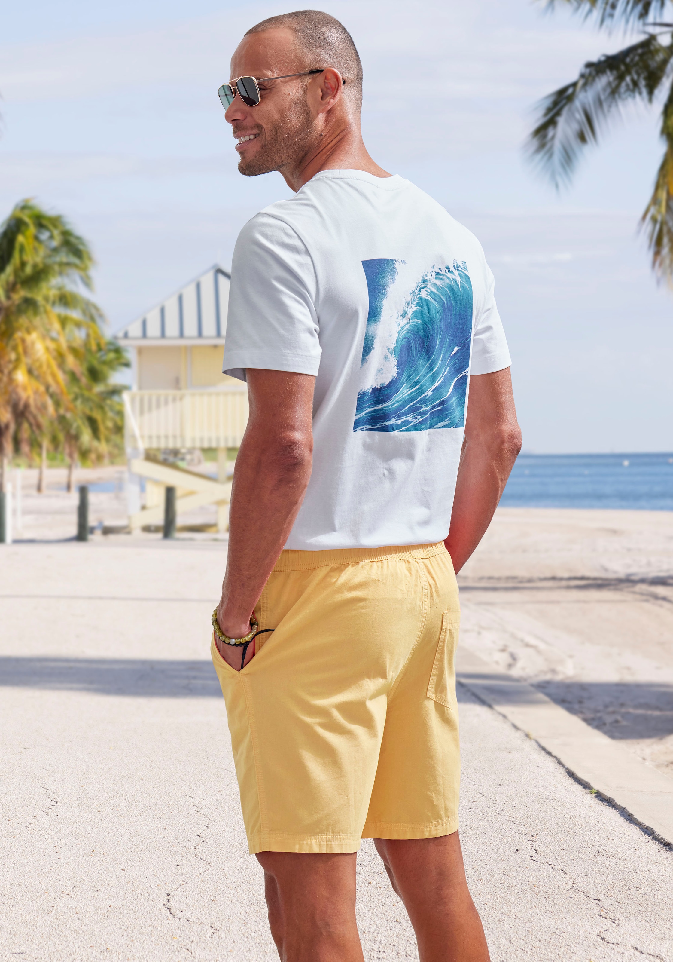 Image of John Devin T-Shirt ", Printshirt" Kurzarmshirt mit modernem Rückenprint aus reiner Baumwolle