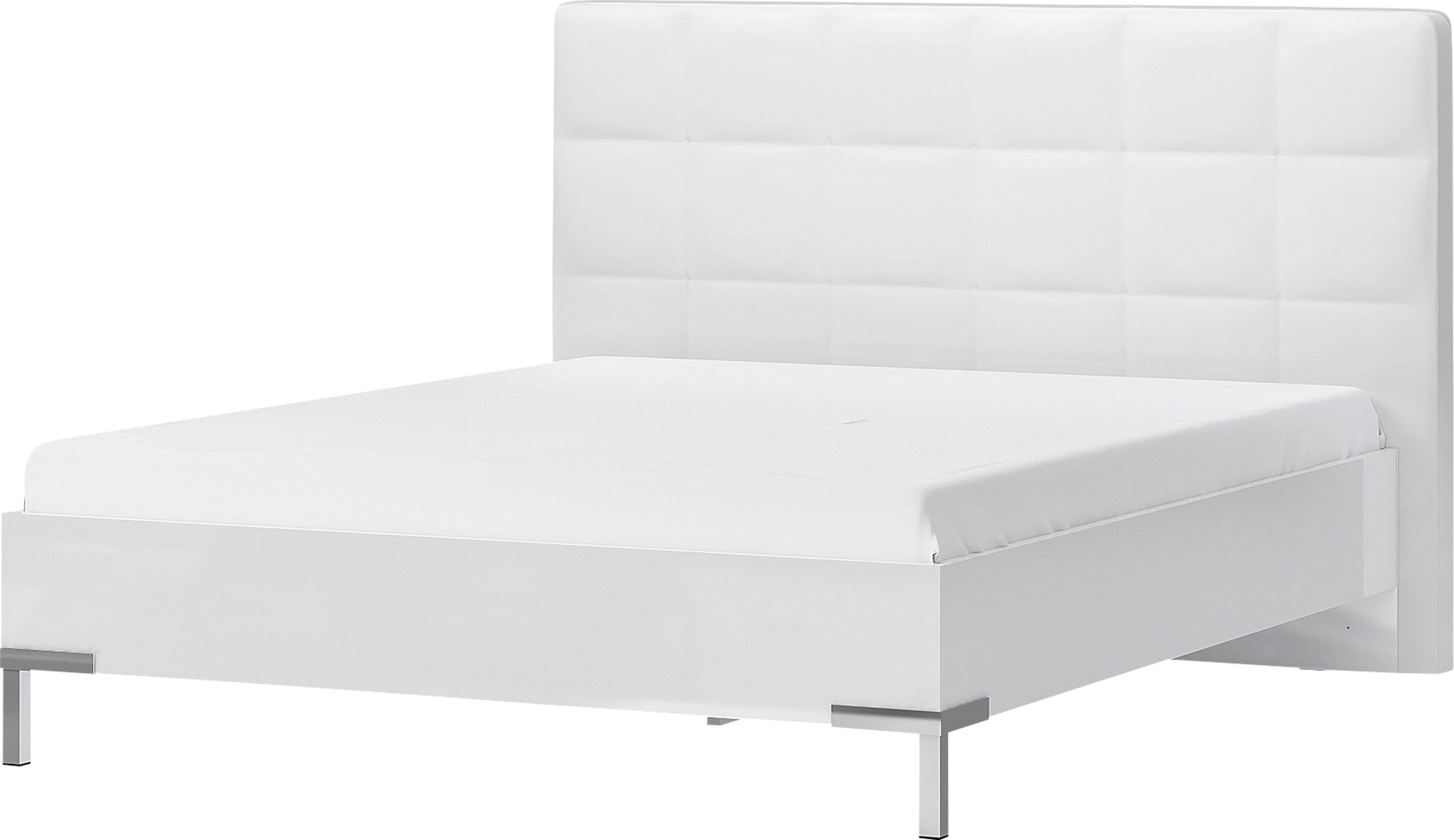 Image of GOODproduct Bett "Piano, Liegefläche 160x200 oder 180x200cm, FSC-zertifiziert" mit gepolstertem Kopfteil, UV Lackierung hochglanz beige oder weiss