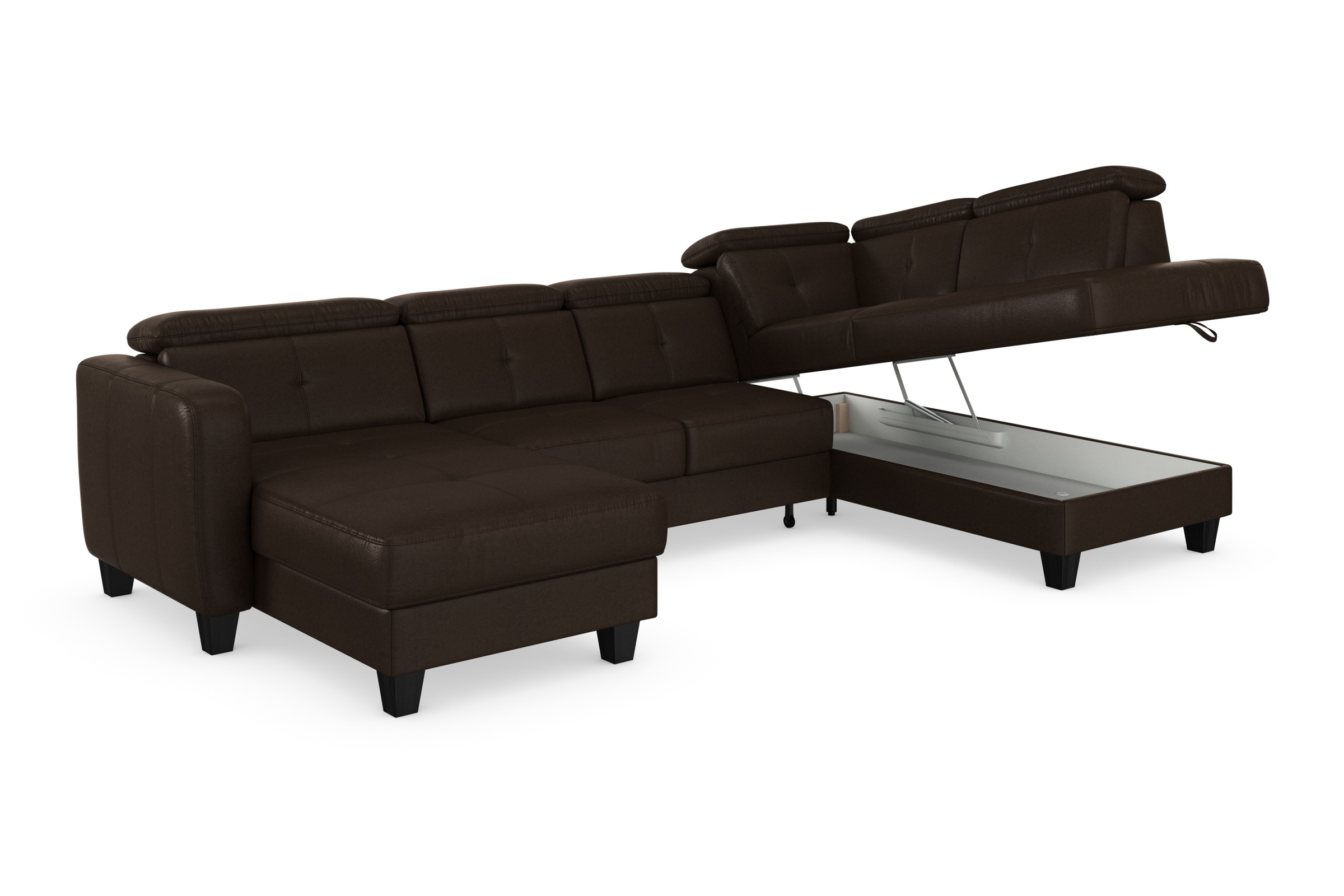 sit&more Wohnlandschaft »Belluci U-Form«, Kopfteilverstellung und Federkern, wahlweise mit Bettfunktion