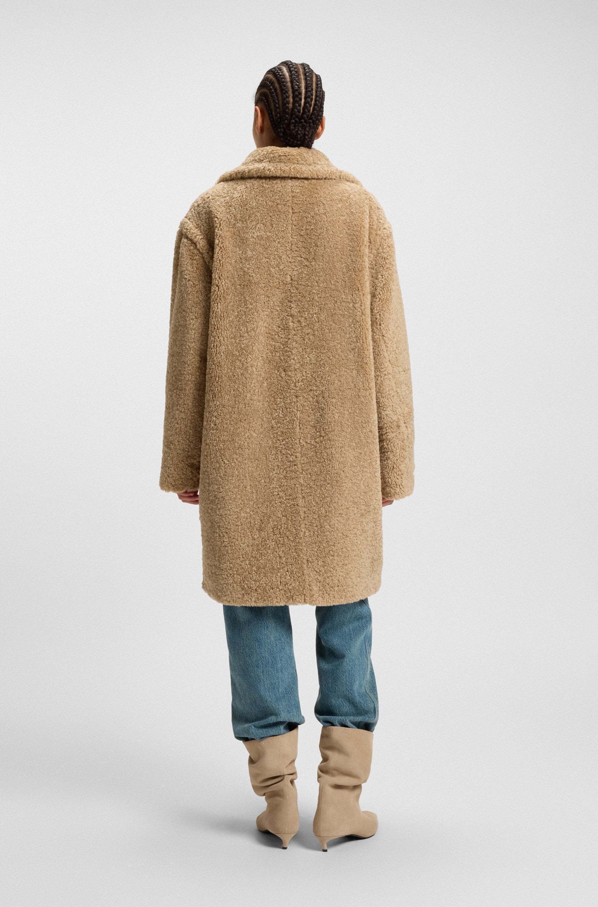 BOSS ORANGE Manteau court »Catedy Premium Damenmode« aus softem Teddy, Relaxed Fit