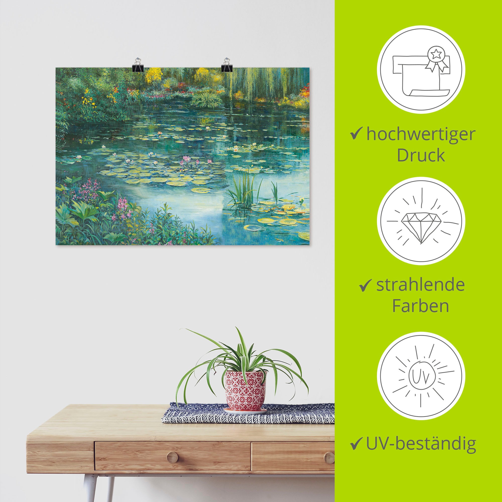 Artland Wandbild »Teichlandschaft I«, Gewässer, (1 St.), als Alubild, Outdoorbild, Leinwandbild, Poster in verschied. Grössen