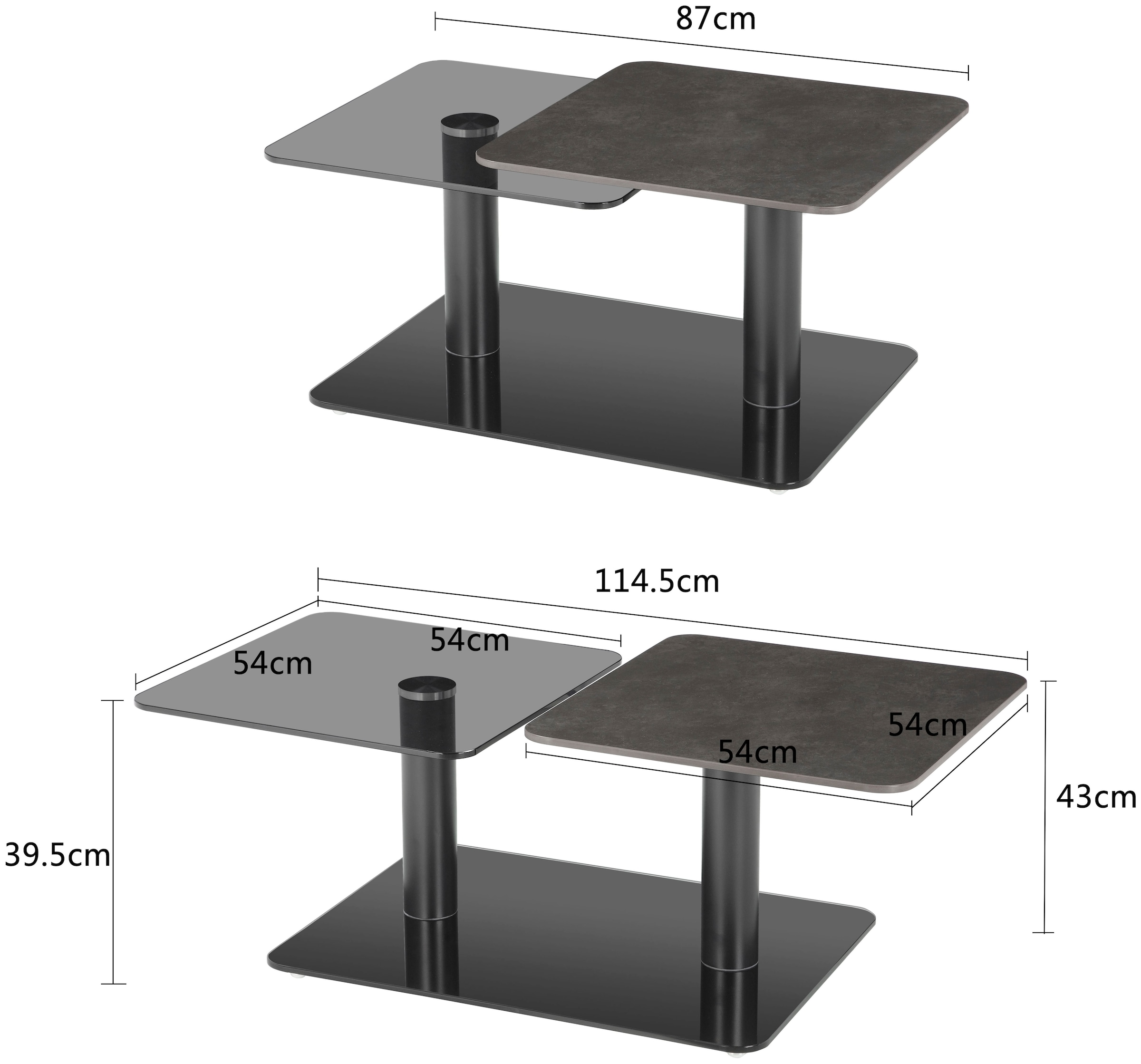 GOODproduct Couchtisch »Craco« mit verschiebbarer Ablagefläche im puristischen Design