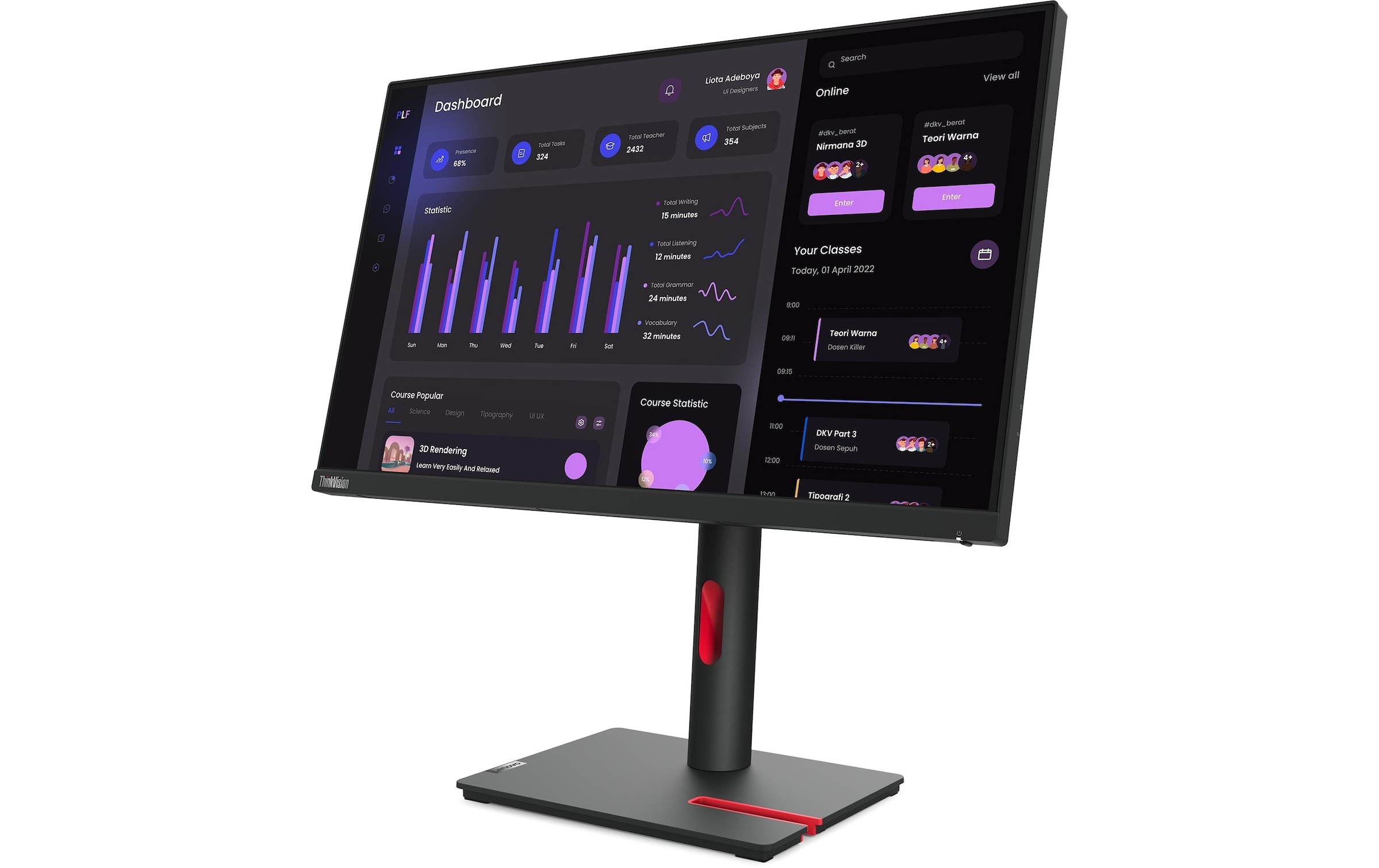 Lenovo LED-Monitor »ThinkVision T24i-30«, 60,21 cm/23,8 Zoll, 1920 x 1080 px, Full HD, 6 ms Reaktionszeit
