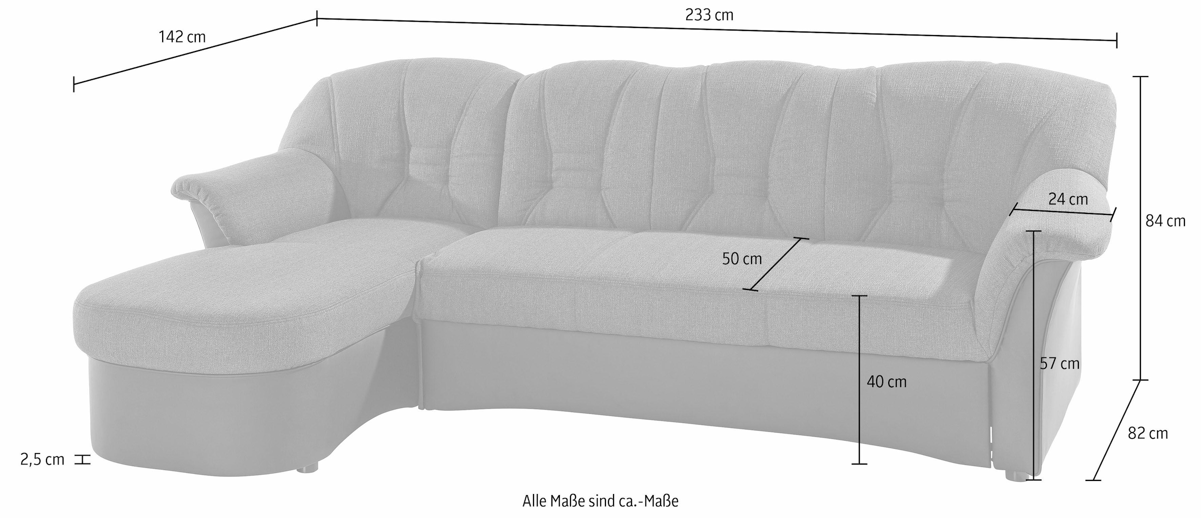 DOMO collection Ecksofa »Elva, zeitlose Formensprache, elegante Rückensteppung, L-Form«, wahlweise mit Bettfunktion und Federkern