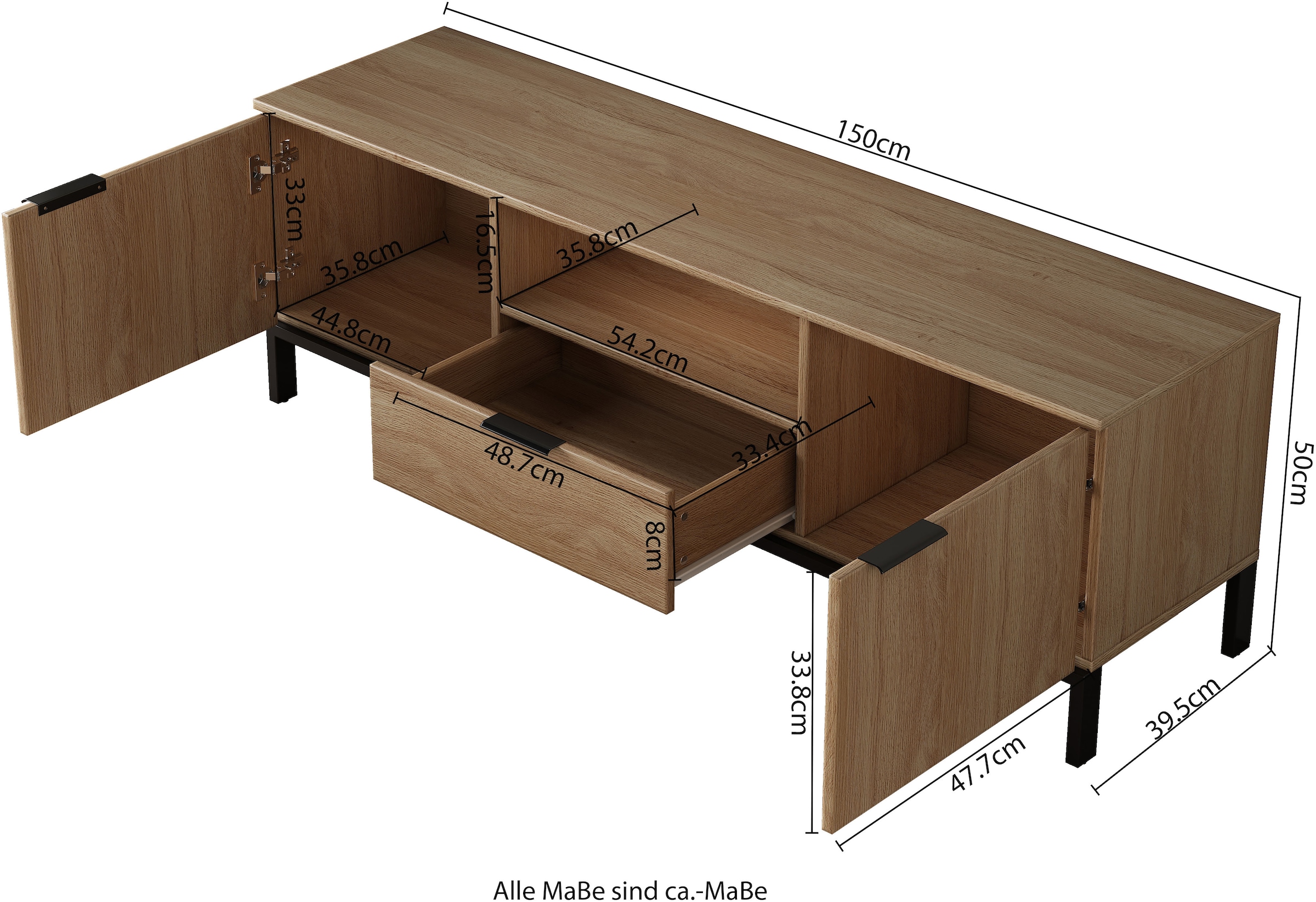 GOODproduct Tableau TV »Jorinde« Melaminoberfläche, flexibler Stauraum und robustes Metallgestell