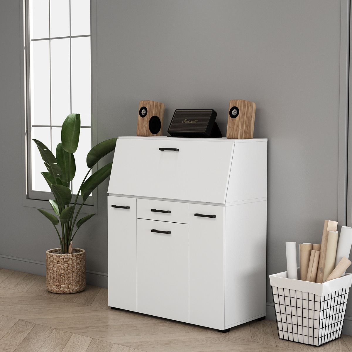 GOODproduct Secrétaire »Moid, Home-Office-Schreibtisch,« viele Stauraummöglichkeiten, kompaktes & modernes Design, B. 88,5 cm