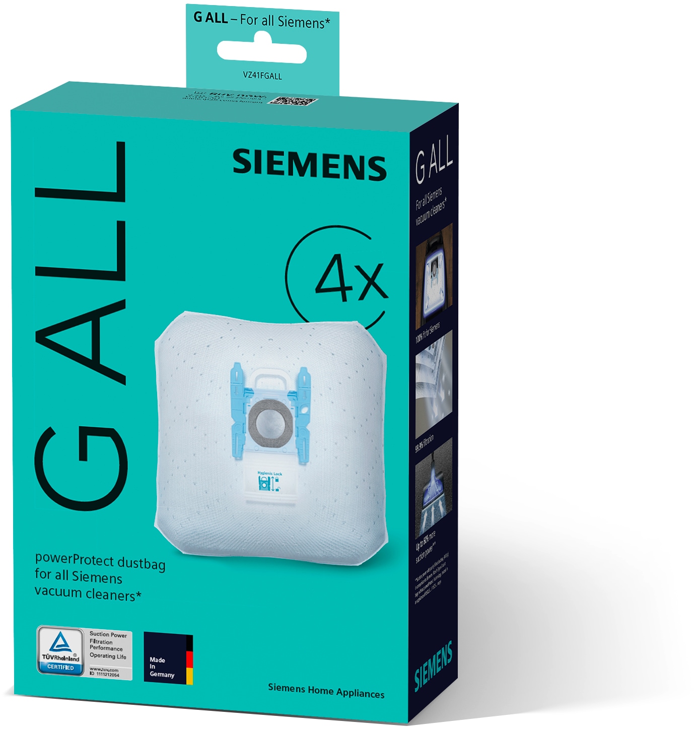 Image of SIEMENS Staubsaugerbeutel "VZ41FGALL" 4er- Pack, passend für SIEMENS Beutel Staubsauger