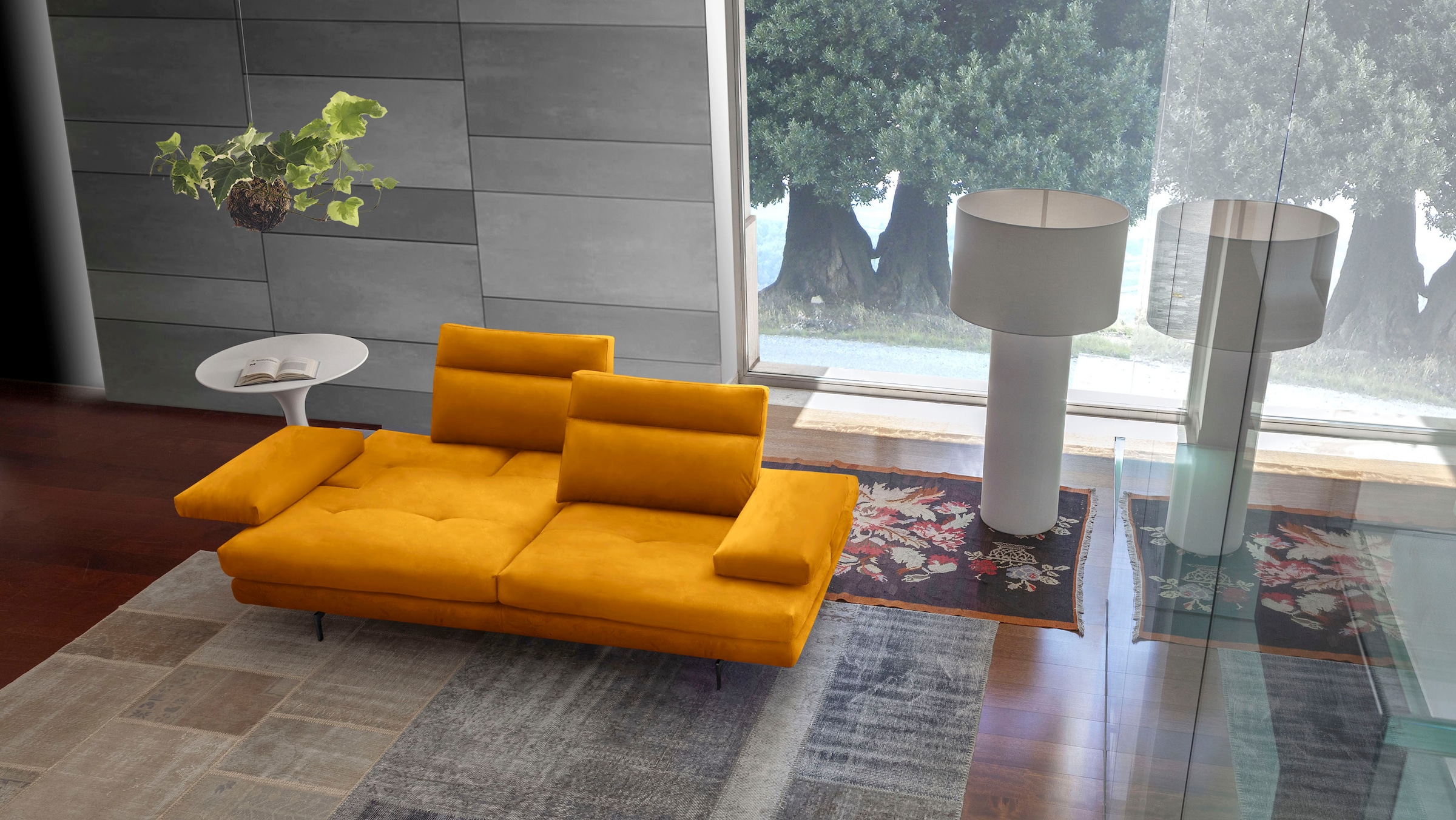 CALIA ITALIA 3,5-Sitzer »Toby Wing, italienisches Designsofa, super bequem, Megasofa«, inkl. Sitztiefenverstellung und Armteilfunktion, Füsse in Schwarz matt
