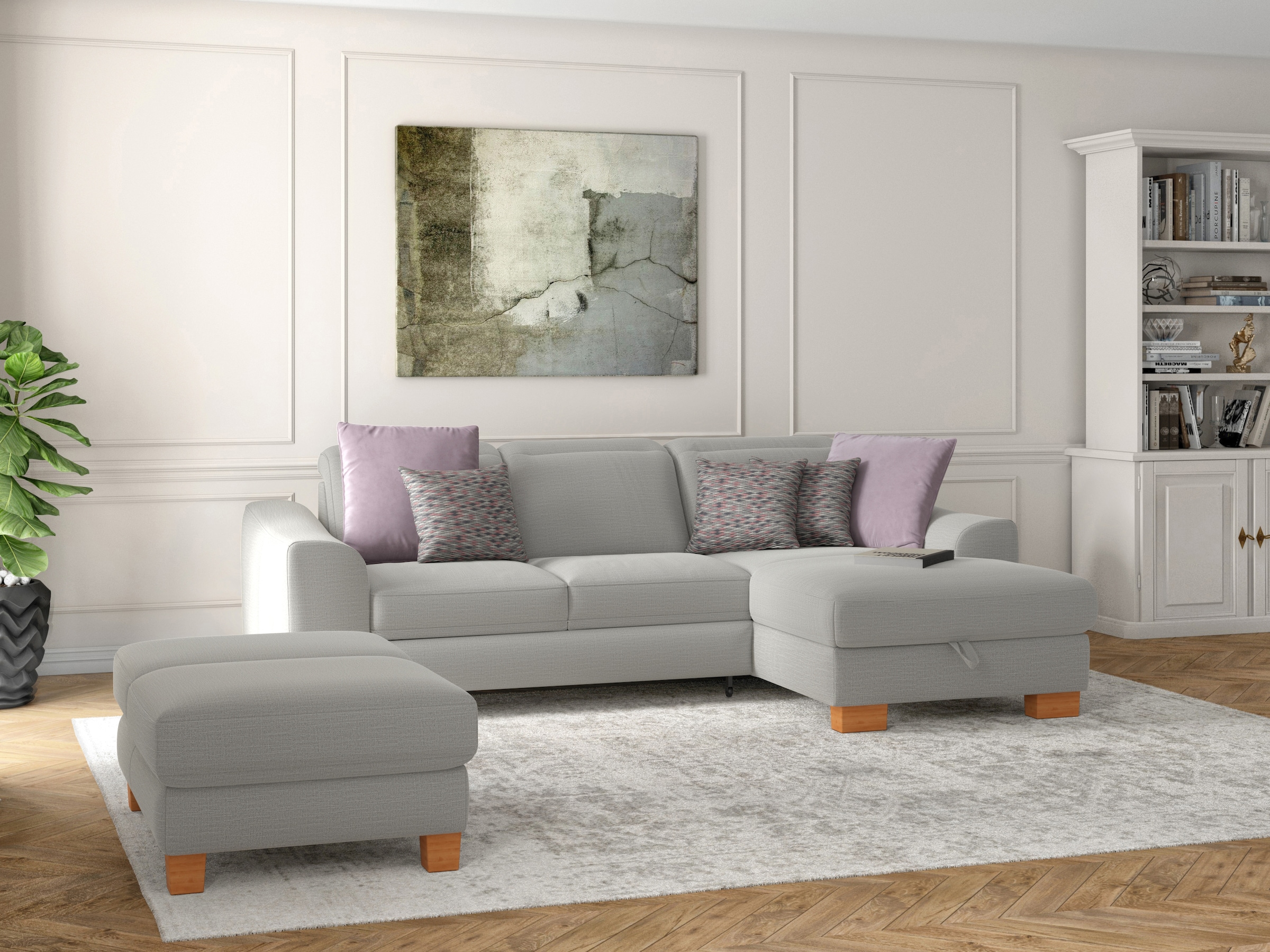sit&more Polsterhocker »Dundee«, mit Klappfunktion, Federkern und hochwertigen Massivholzfüssen