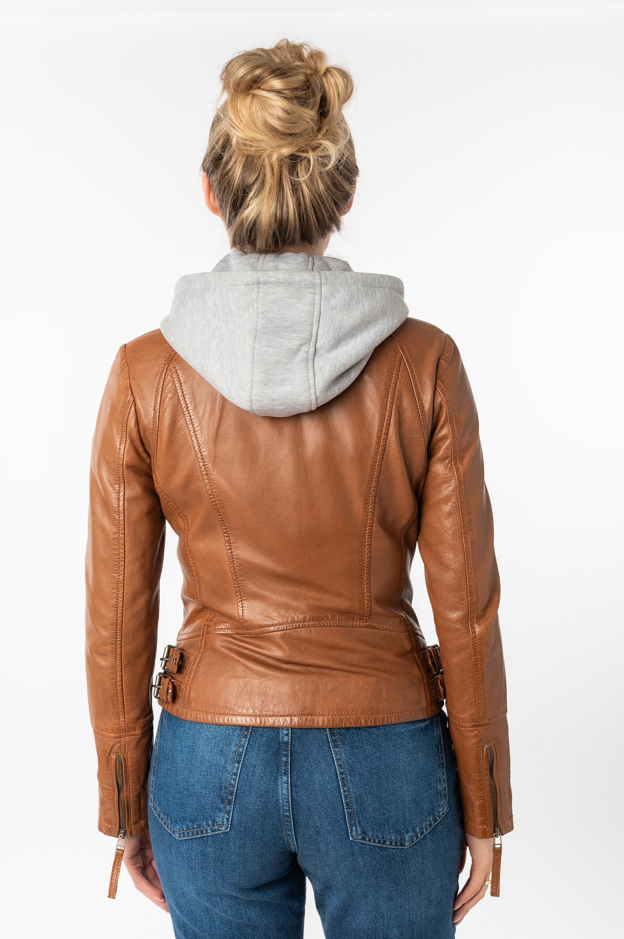 Mauritius Lederjacke »NOLA«, mit Kapuze, Two-in-One Style - mit abnehmbarer Jersey-Kapuze