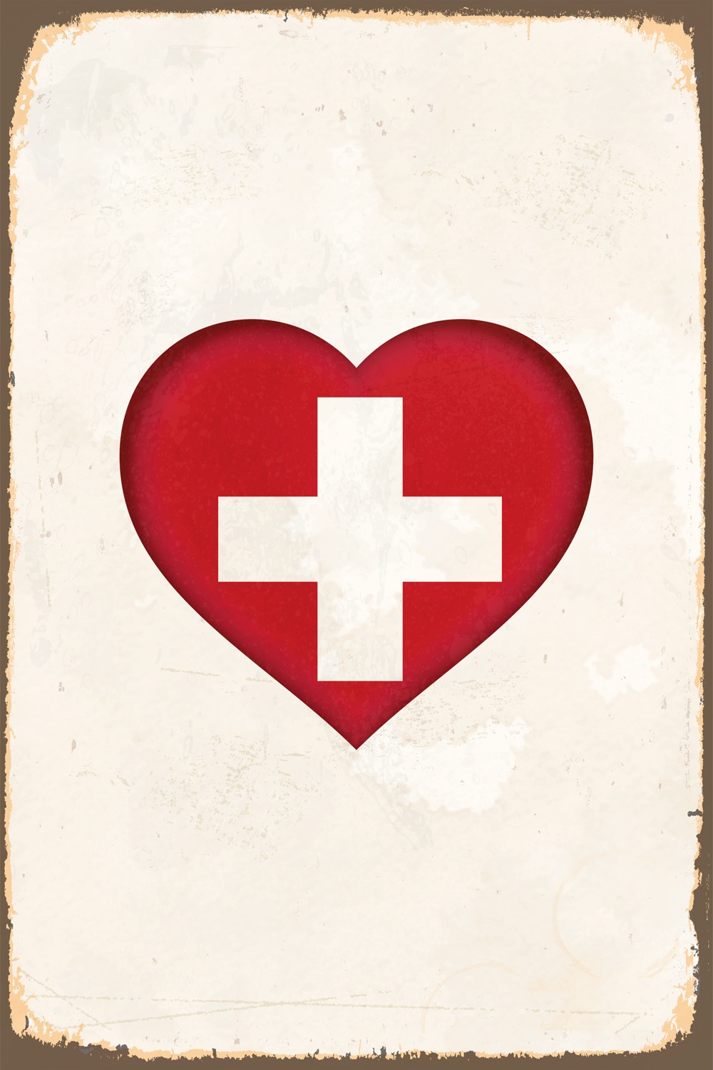 Image of queence Metallbild "Heart for Switzerland" Herzen Schweiz Vintage Stahlschild, Blechschild, Schweiz