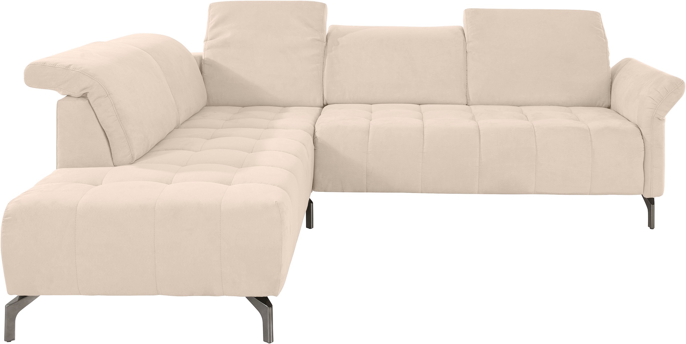 Image of INOSIGN Ecksofa »Fresh«, Federkern, wahlweise mit Kopfteilverstellung, Armteilverstellung, und motorischem Vorziehsitz; Bezug Olympia SOFT CLEAN: leicht mit Wasser zu reinigen bei Ackermann Versand Schweiz