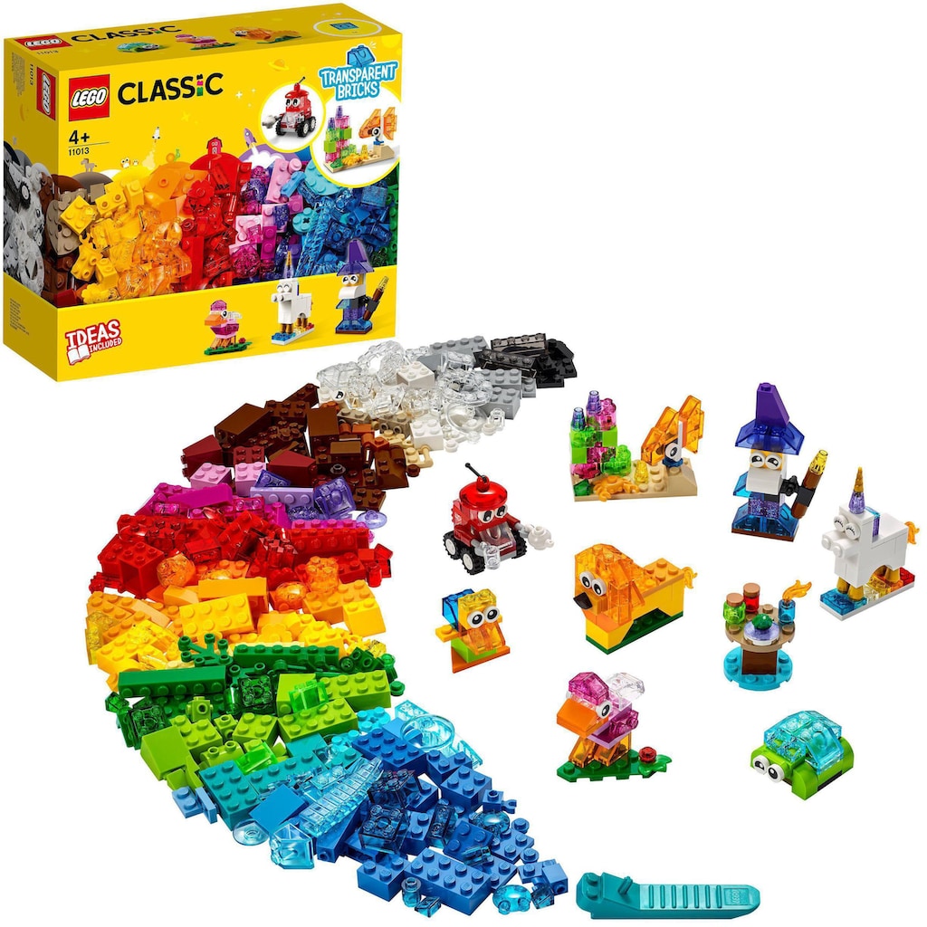 LEGO® Konstruktionsspielsteine »Kreativ-Bauset mit durchsichtigen Steinen (11013), LEGO® Classic«, (500 St.), Made in Europe