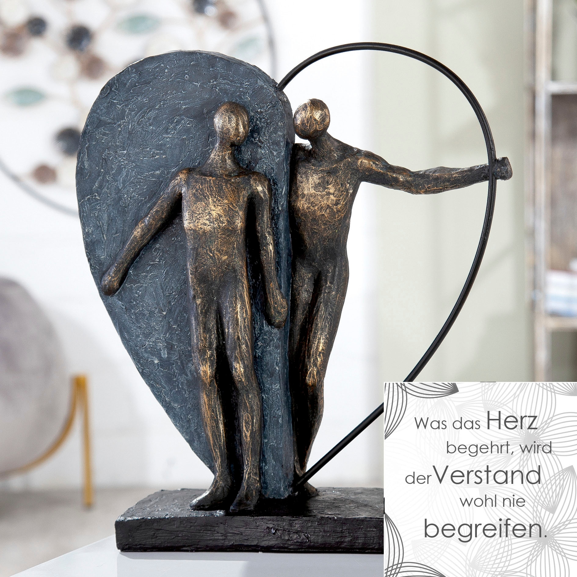 Gilde cm, Heartbeat, bronze/grau«, »Skulptur 31 Form, Höhe kaufen Wohnzimmer Casablanca Dekoobjekt, Herz Dekofigur by