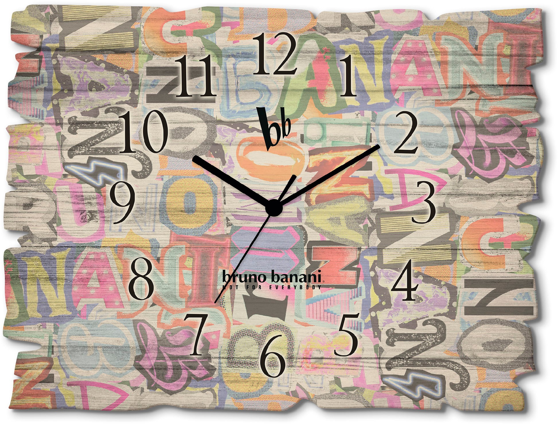 Image of Bruno Banani Wanduhr "Letter Puzzle" wahlweise mit Quarz- oder Funkuhrwerk, lautlos ohne Tickgeräusche