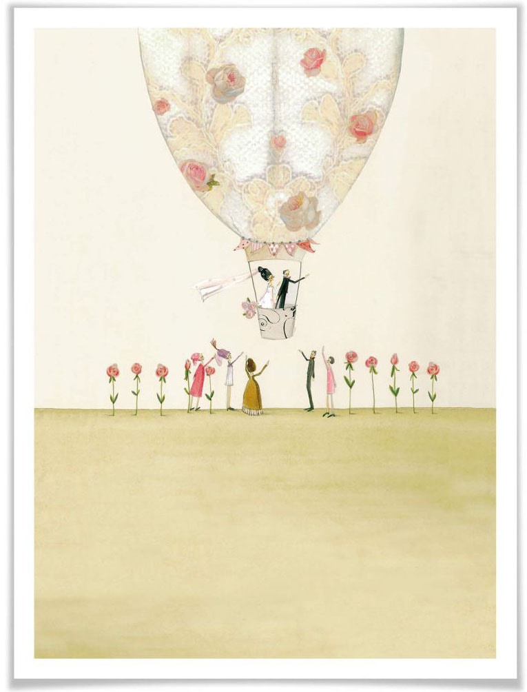 Wall-Art Poster »Hochzeit Deko Heissluftballon«, Heissluftballon, (1 St.), Poster ohne Bilderrahmen