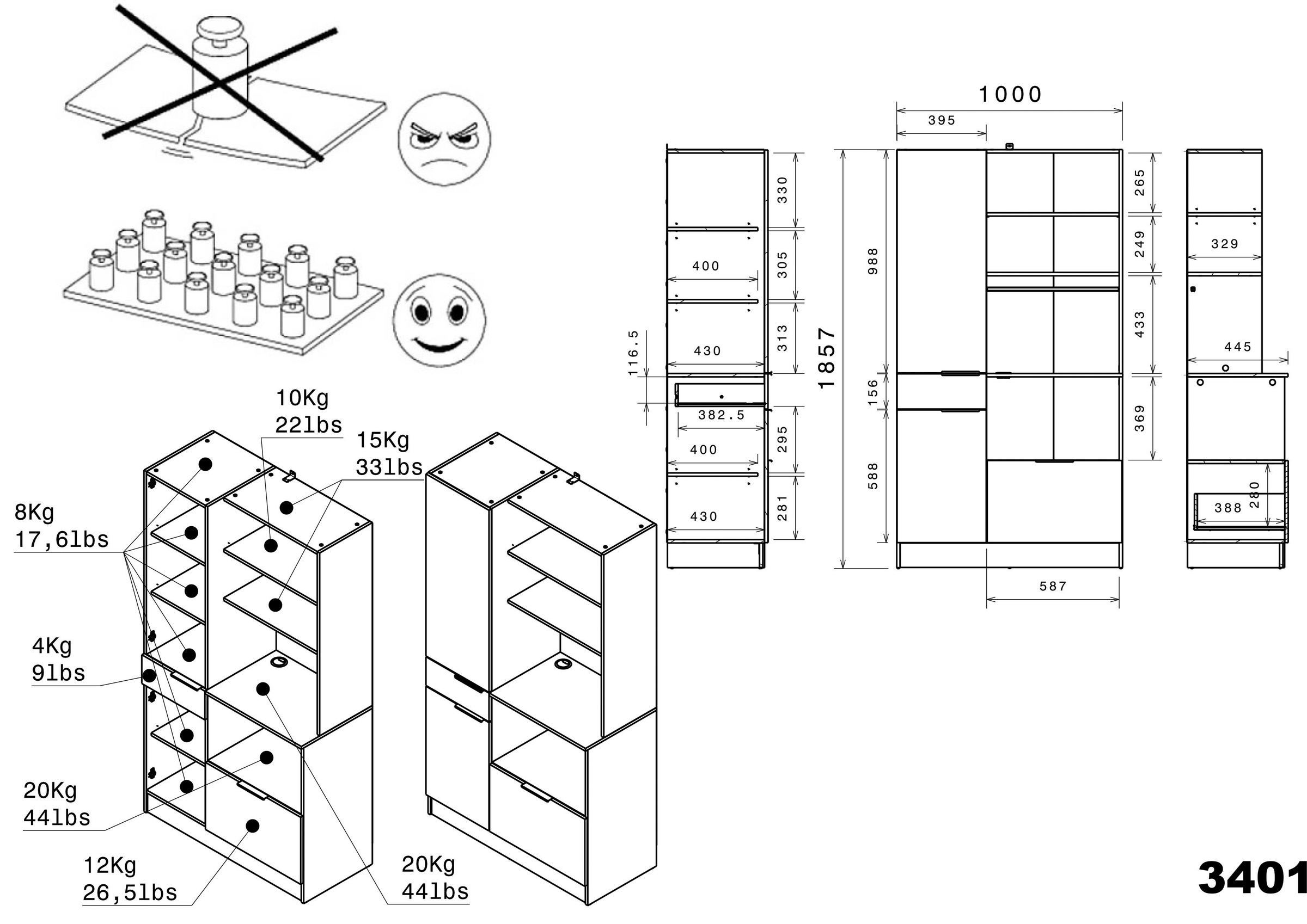 Parisot Schrank-Set »Fumay«, (Set, 2 St.), viel Stauraum, Kabeldurchlass